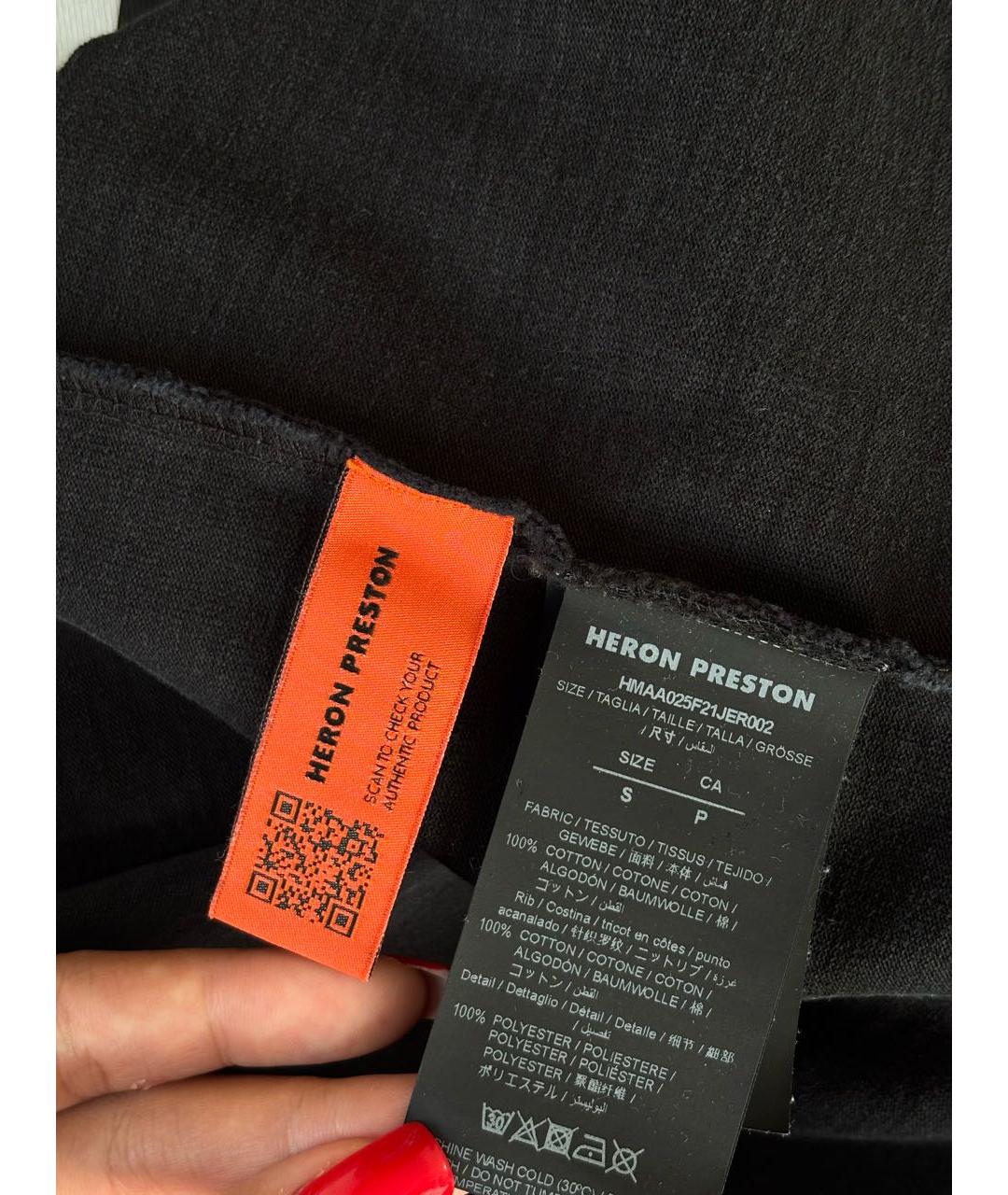 HERON PRESTON Черная хлопковая футболка, фото 4