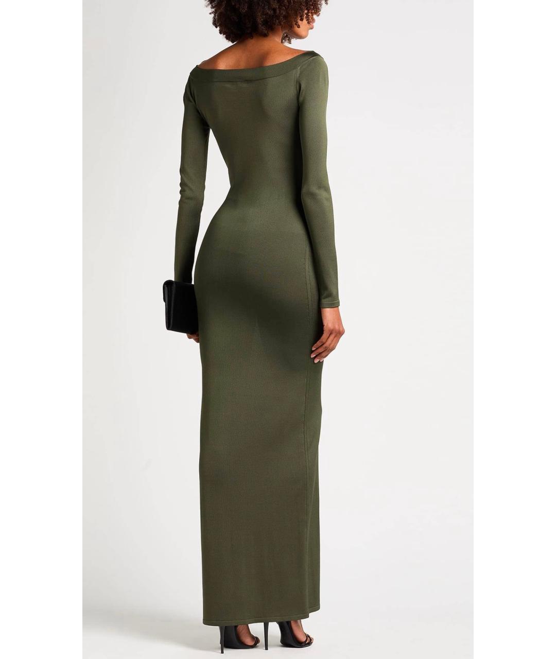 SAINT LAURENT Хаки вискозное коктейльное платье, фото 3