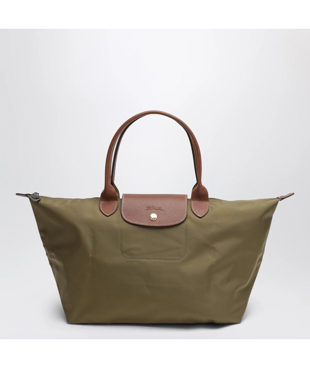 LONGCHAMP Зеленая синтетическая сумка тоут, фото 3