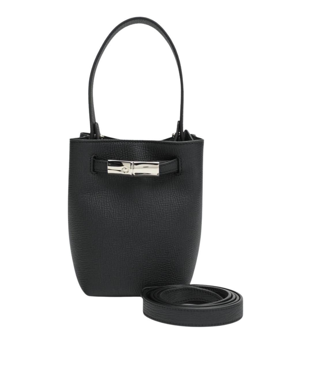 LONGCHAMP Черная кожаная сумка тоут, фото 1