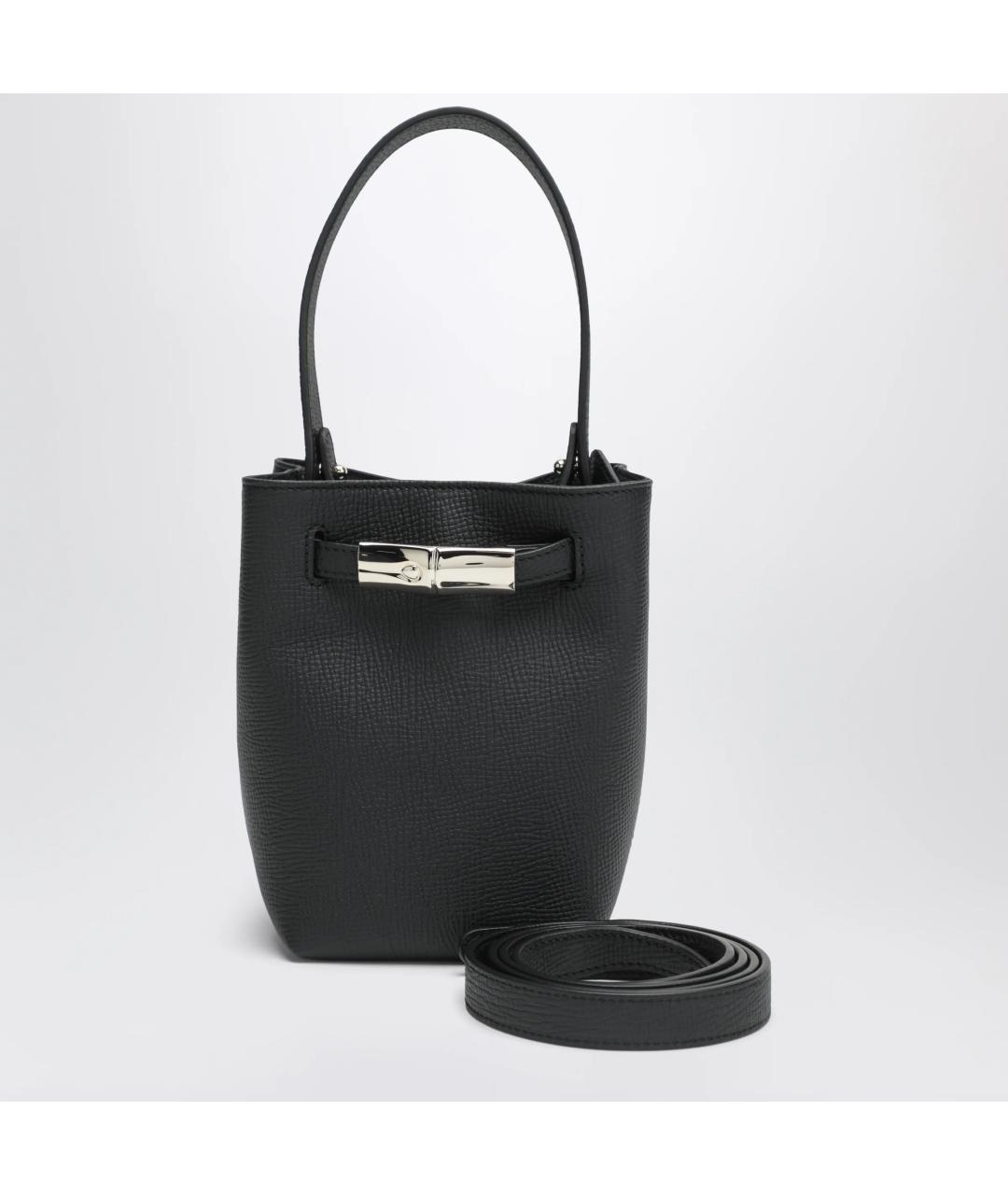 LONGCHAMP Черная кожаная сумка тоут, фото 3