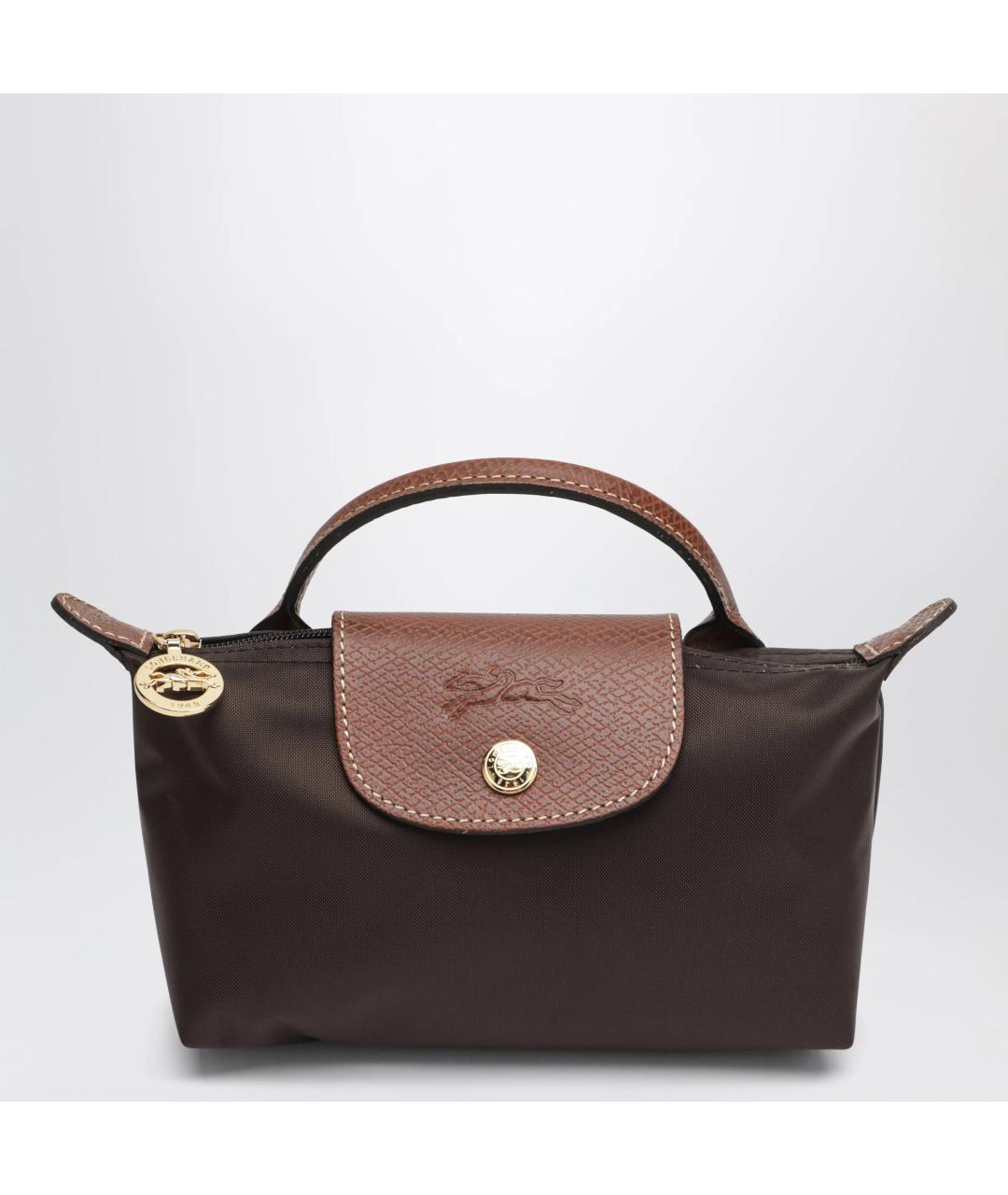 LONGCHAMP Коричневая синтетическая сумка с короткими ручками, фото 3