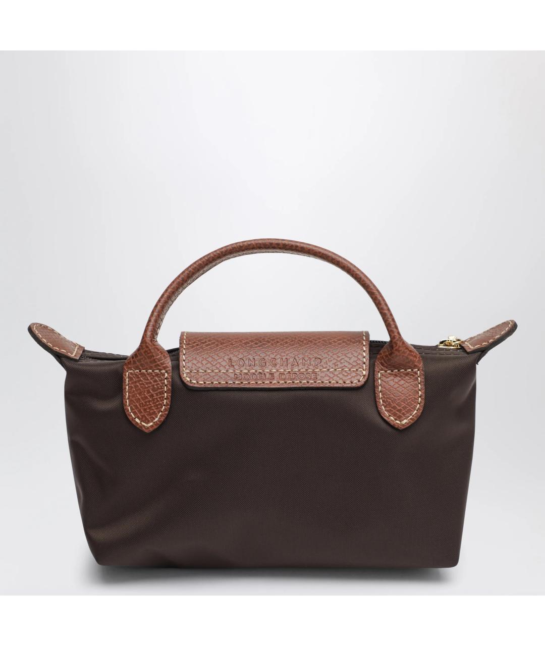 LONGCHAMP Коричневая синтетическая сумка с короткими ручками, фото 2