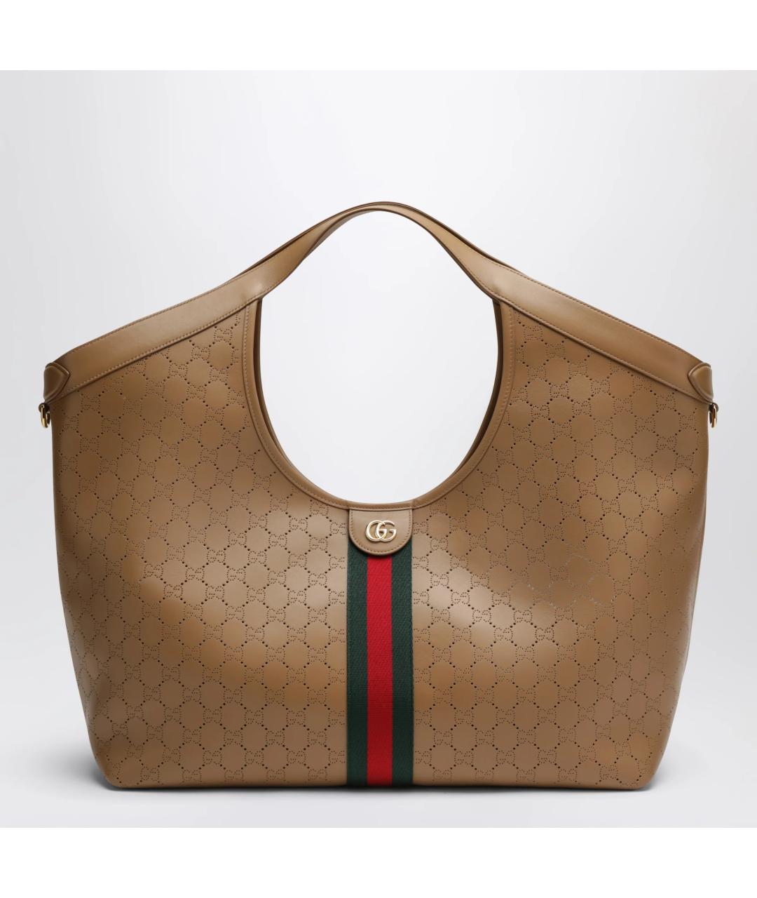 GUCCI Бежевая кожаная сумка тоут, фото 3