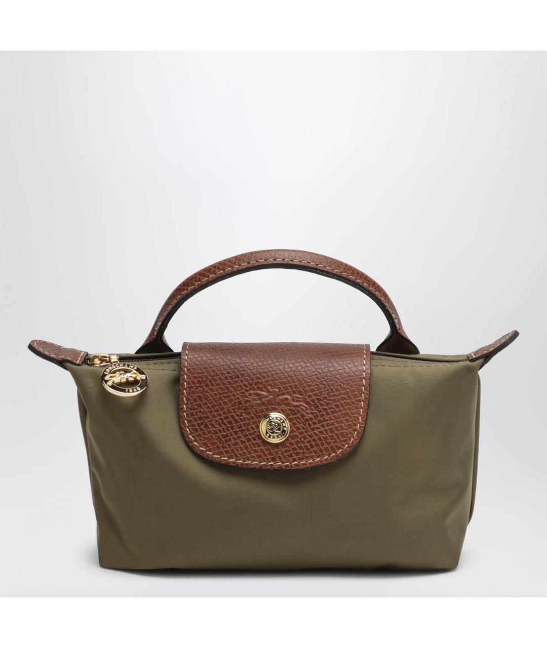LONGCHAMP Зеленая синтетическая сумка с короткими ручками, фото 3