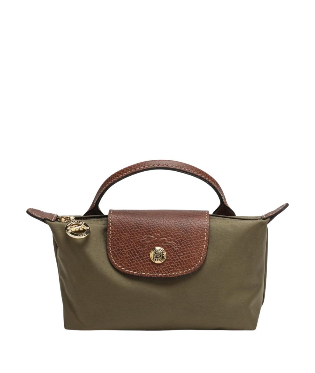 LONGCHAMP Зеленая синтетическая сумка с короткими ручками, фото 1