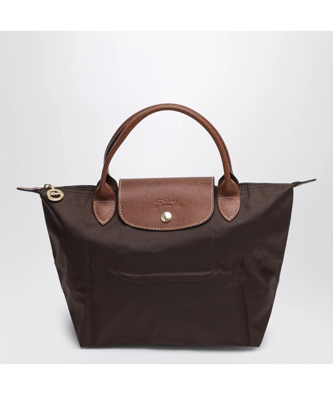 LONGCHAMP Коричневая нейлоновая сумка с короткими ручками, фото 3