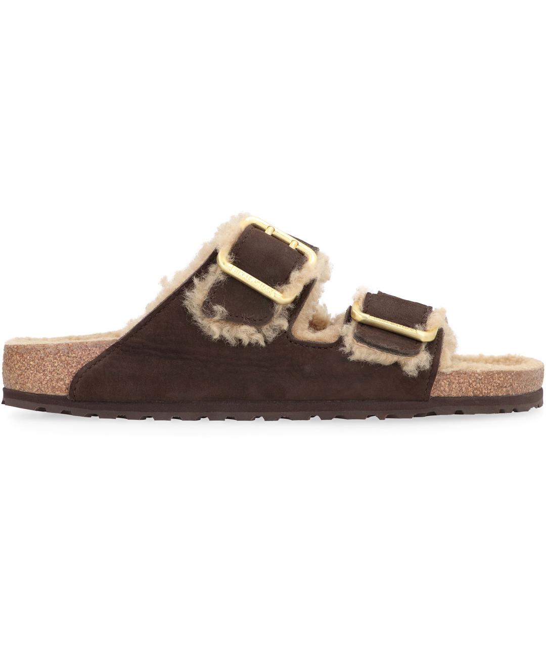 BIRKENSTOCK Коричневые кожаные сандалии, фото 1
