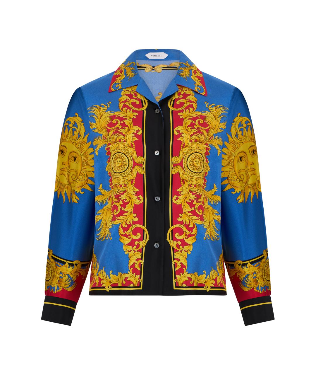 VERSACE Синяя шелковая рубашка, фото 1