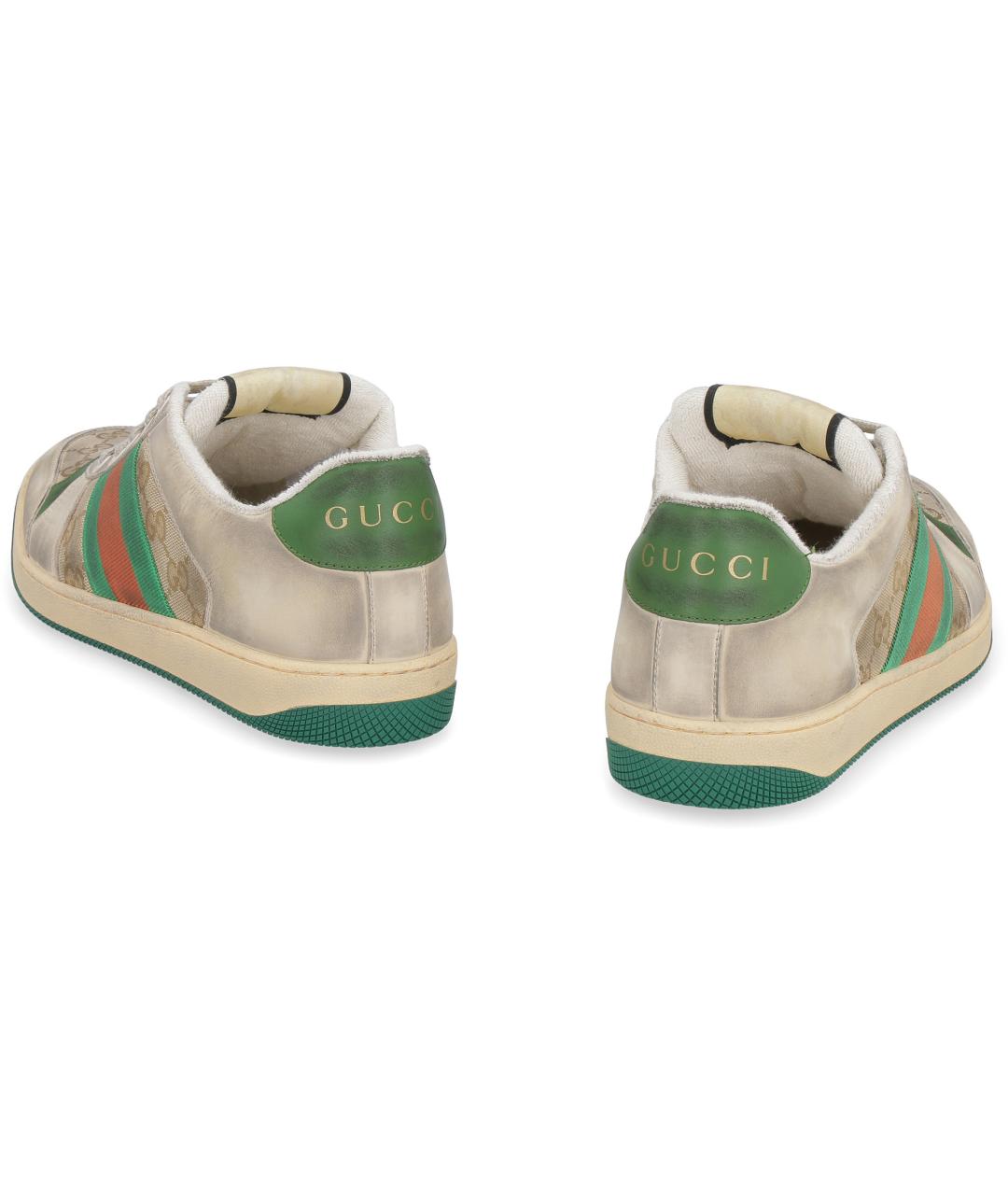 GUCCI Бежевые кожаные низкие кроссовки / кеды, фото 4