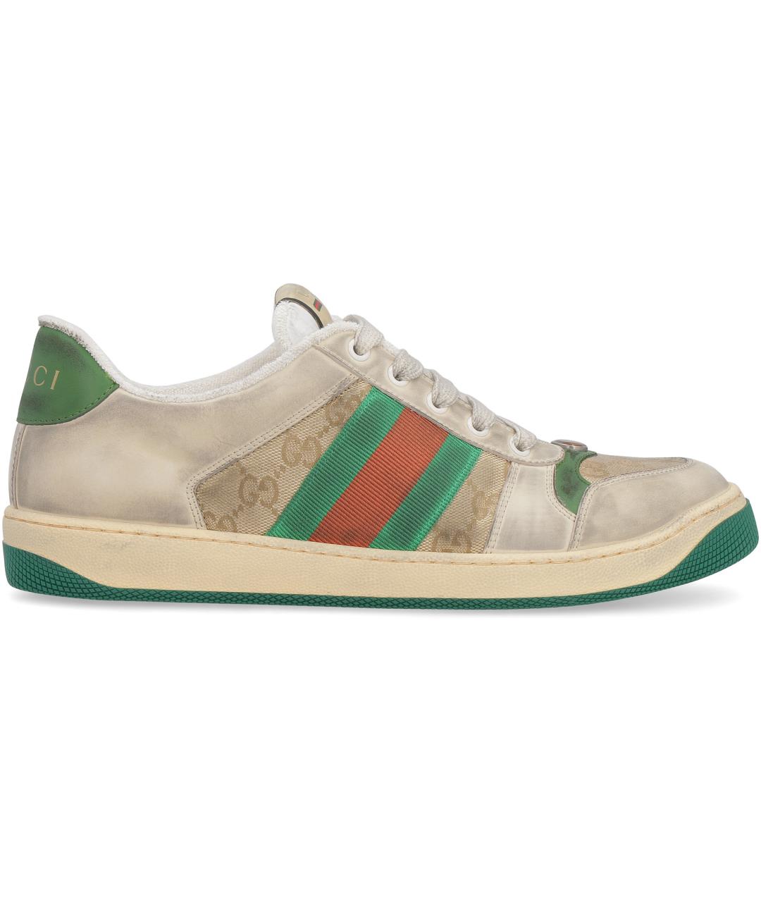GUCCI Бежевые кожаные низкие кроссовки / кеды, фото 2