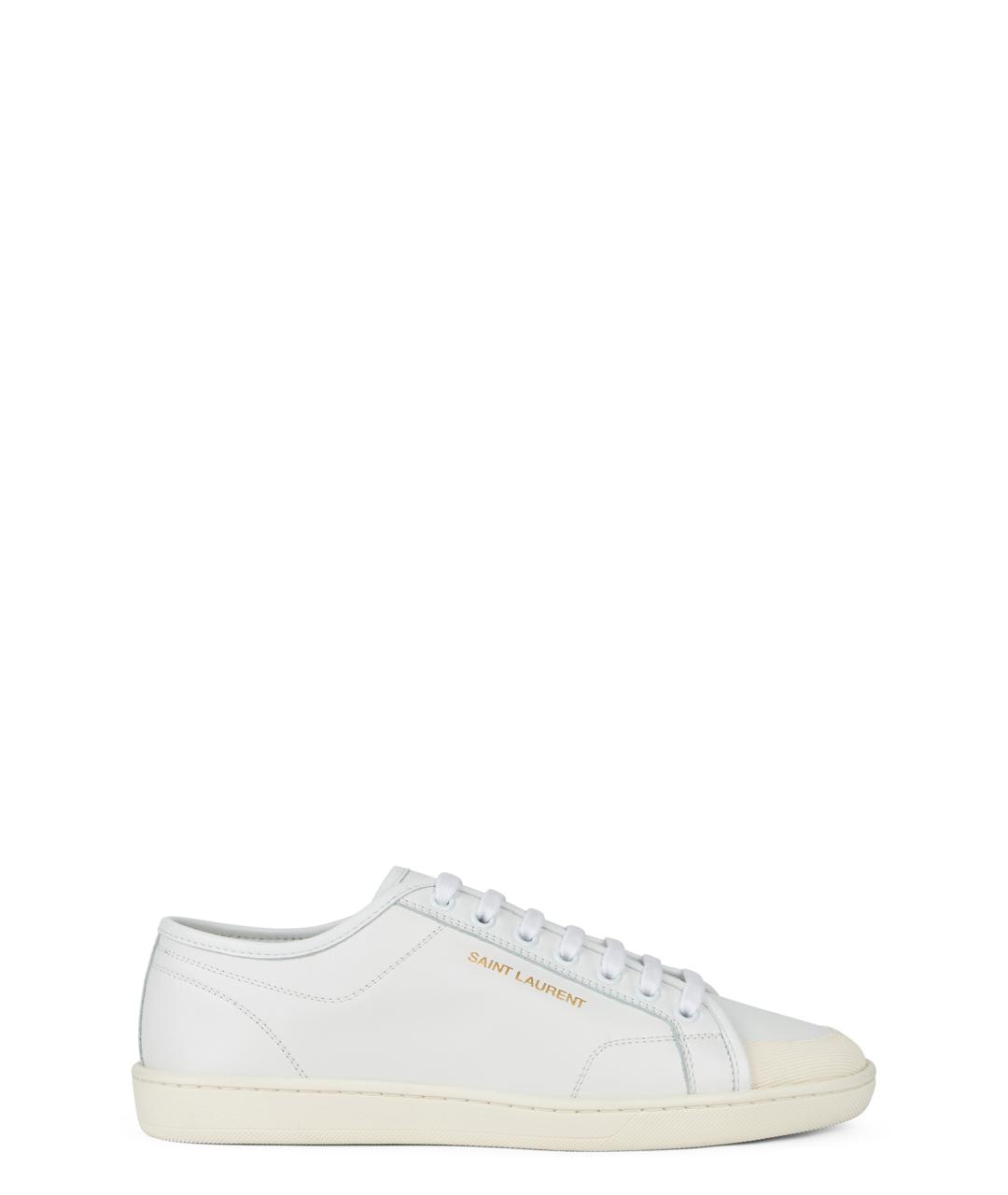 SAINT LAURENT Белые кожаные низкие кроссовки / кеды, фото 1