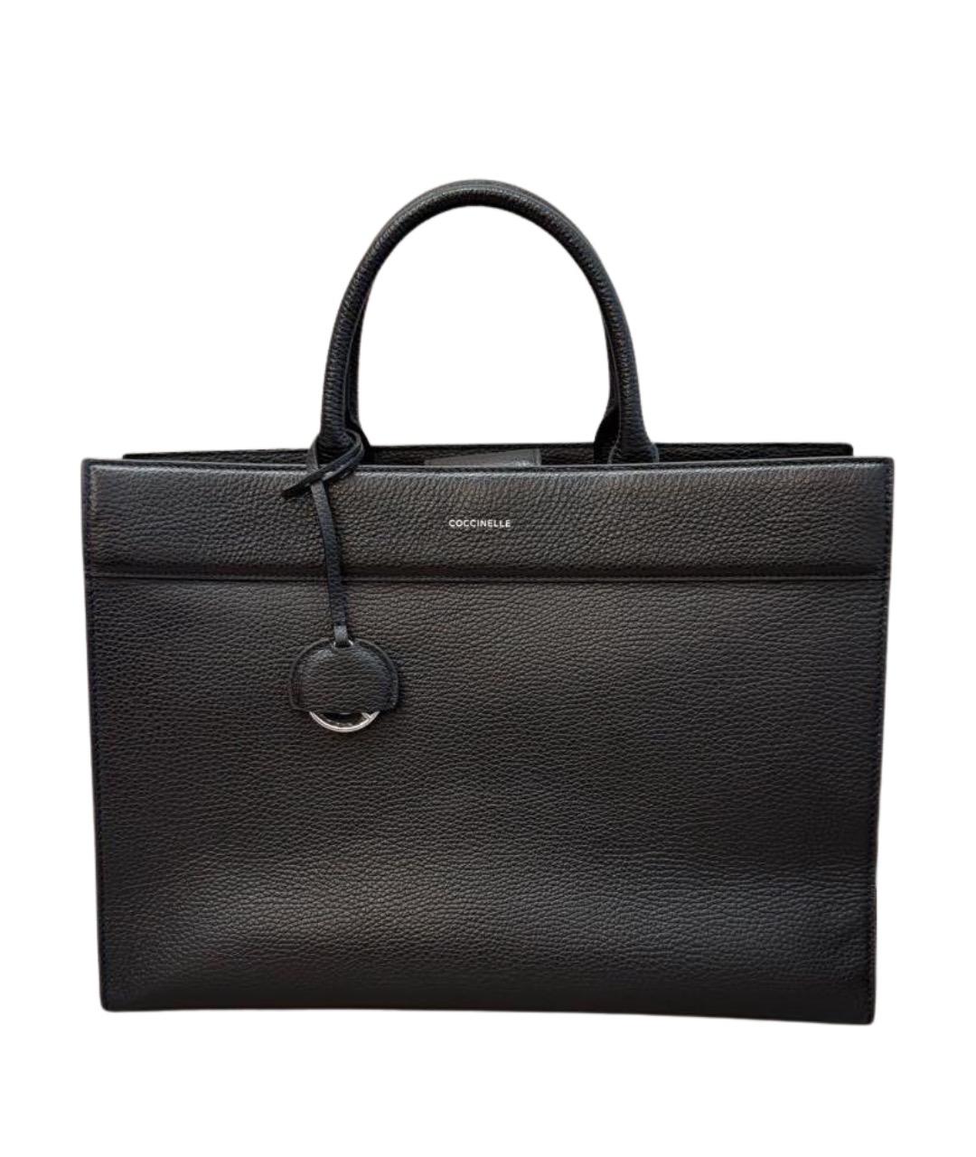 COCCINELLE Черная кожаная сумка с короткими ручками, фото 1