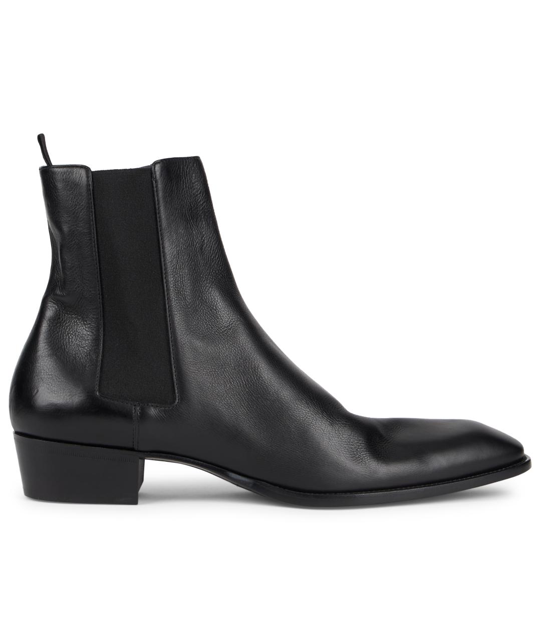 SAINT LAURENT Черные кожаные низкие ботинки, фото 1