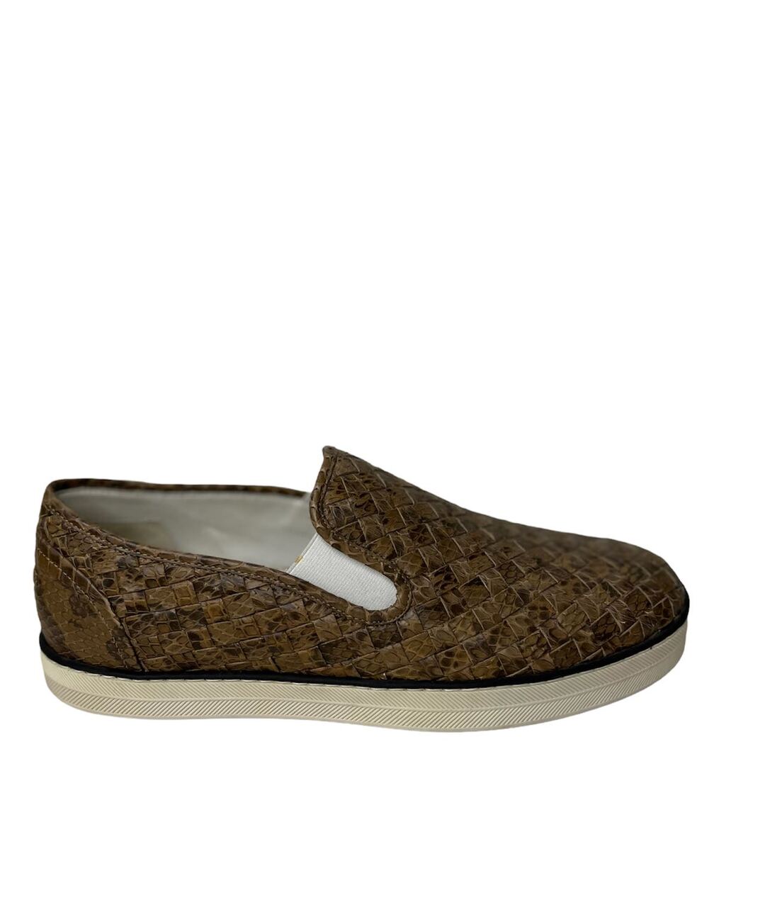 BOTTEGA VENETA Коричневые кожаные слипоны, фото 1