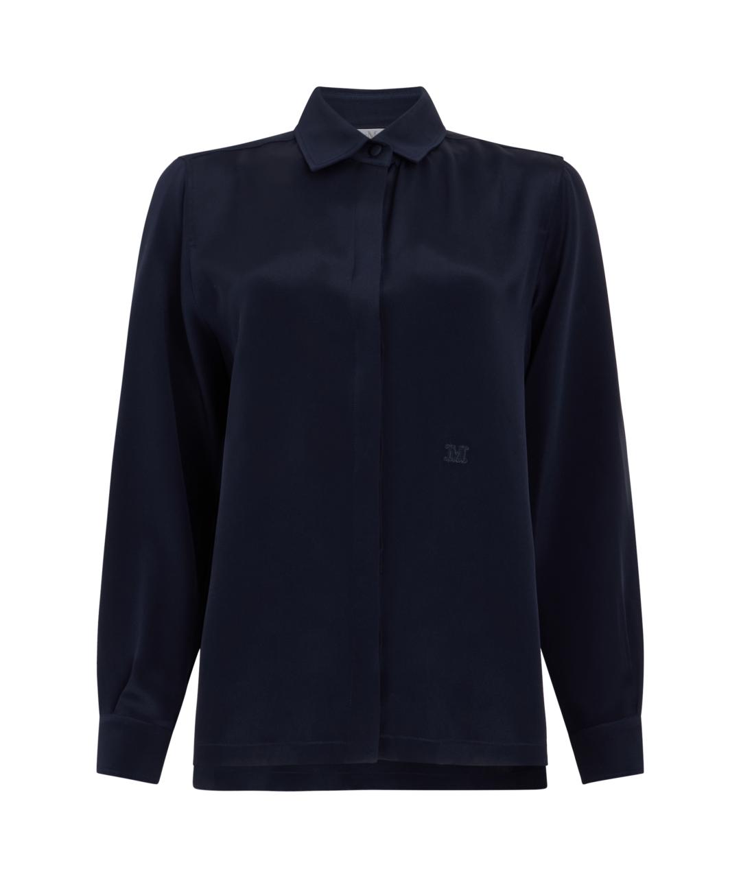 MAX MARA Синяя шелковая рубашка, фото 1