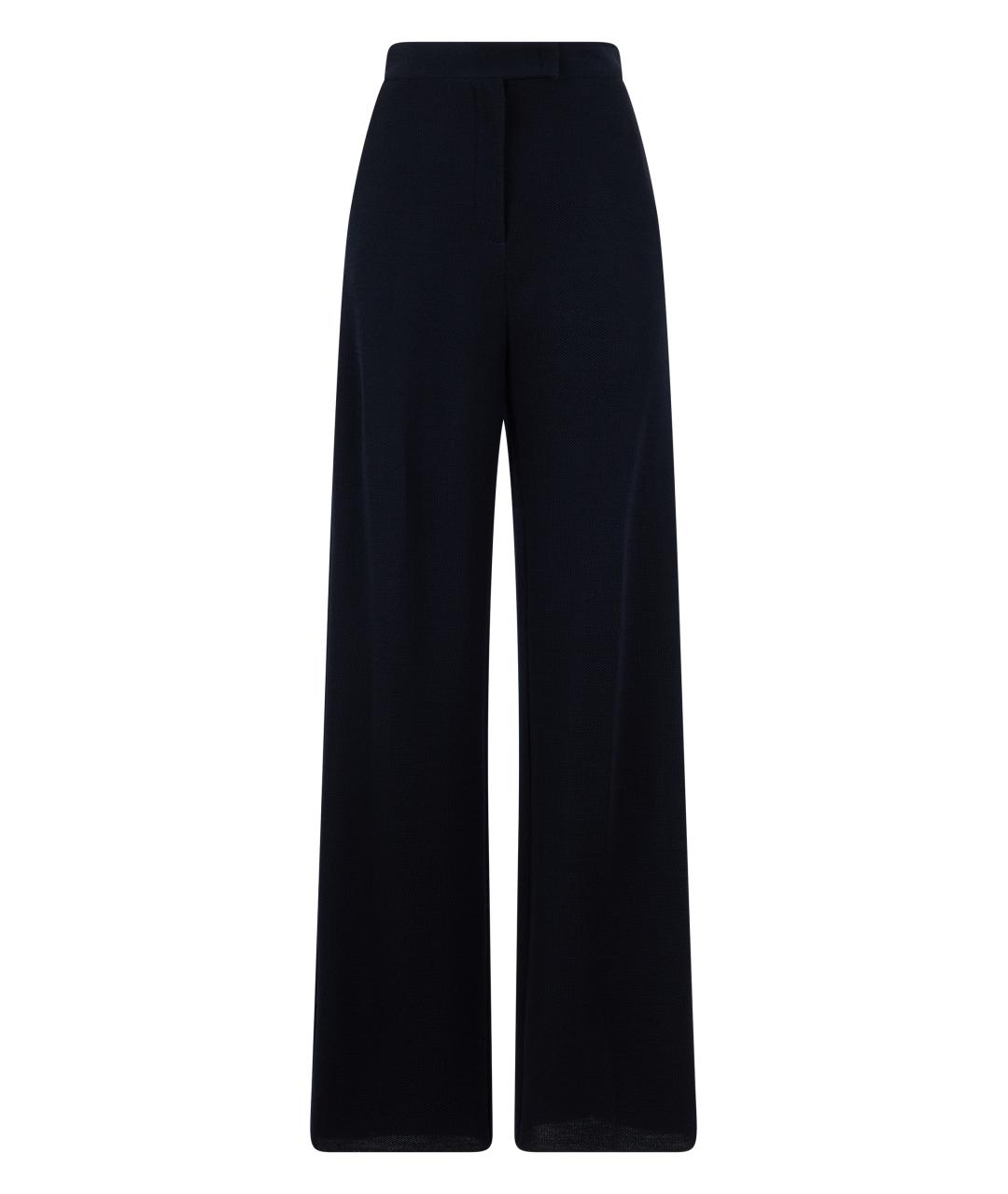 MAX MARA Синие шерстяные прямые брюки, фото 1
