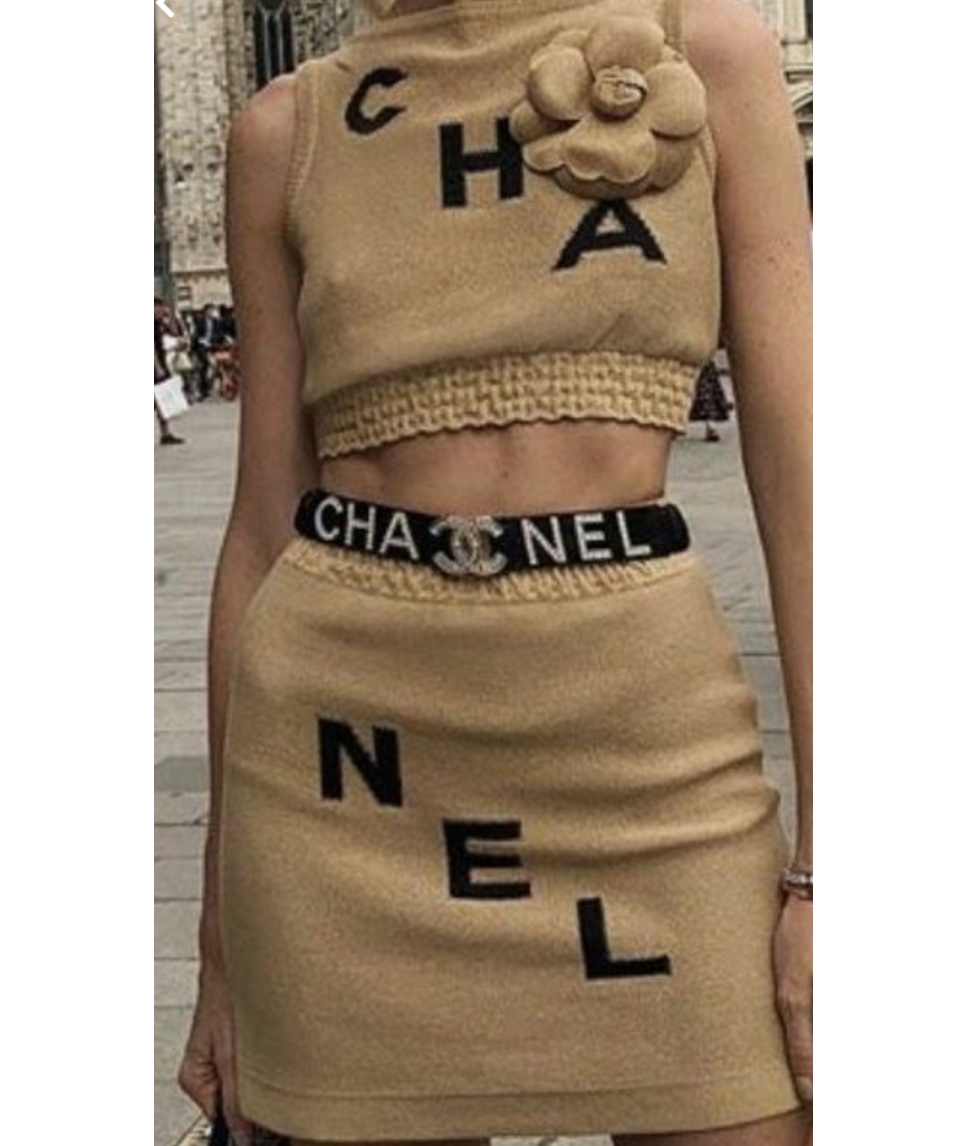 CHANEL Бежевый вискозный костюм с брюками, фото 6