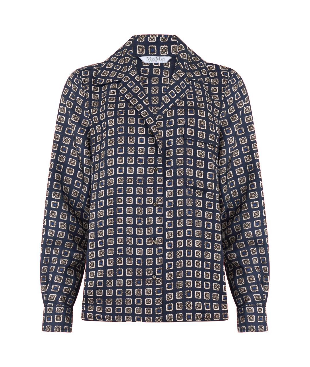 MAX MARA Синяя шелковая рубашка, фото 1