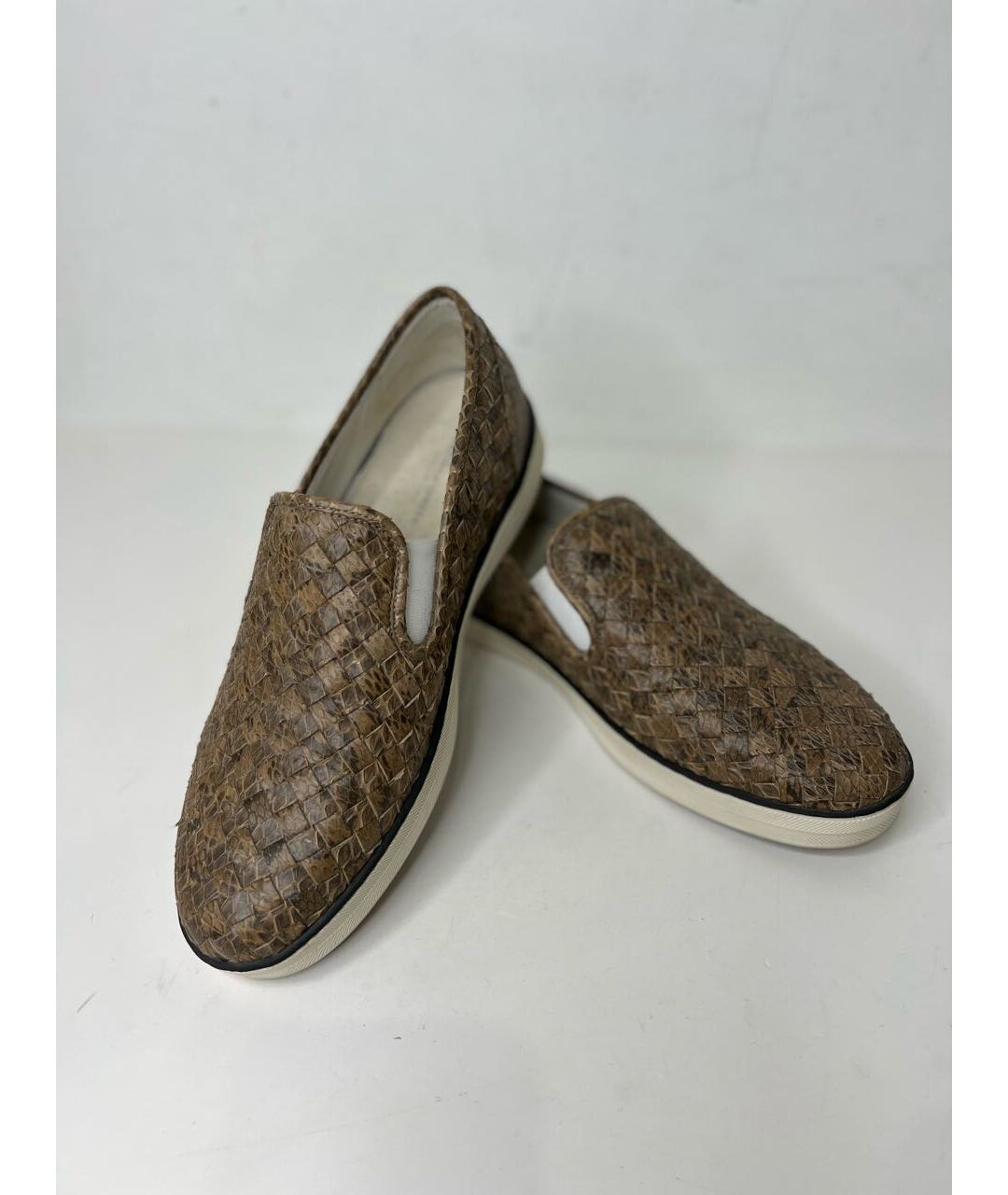 BOTTEGA VENETA Коричневые кожаные слипоны, фото 2
