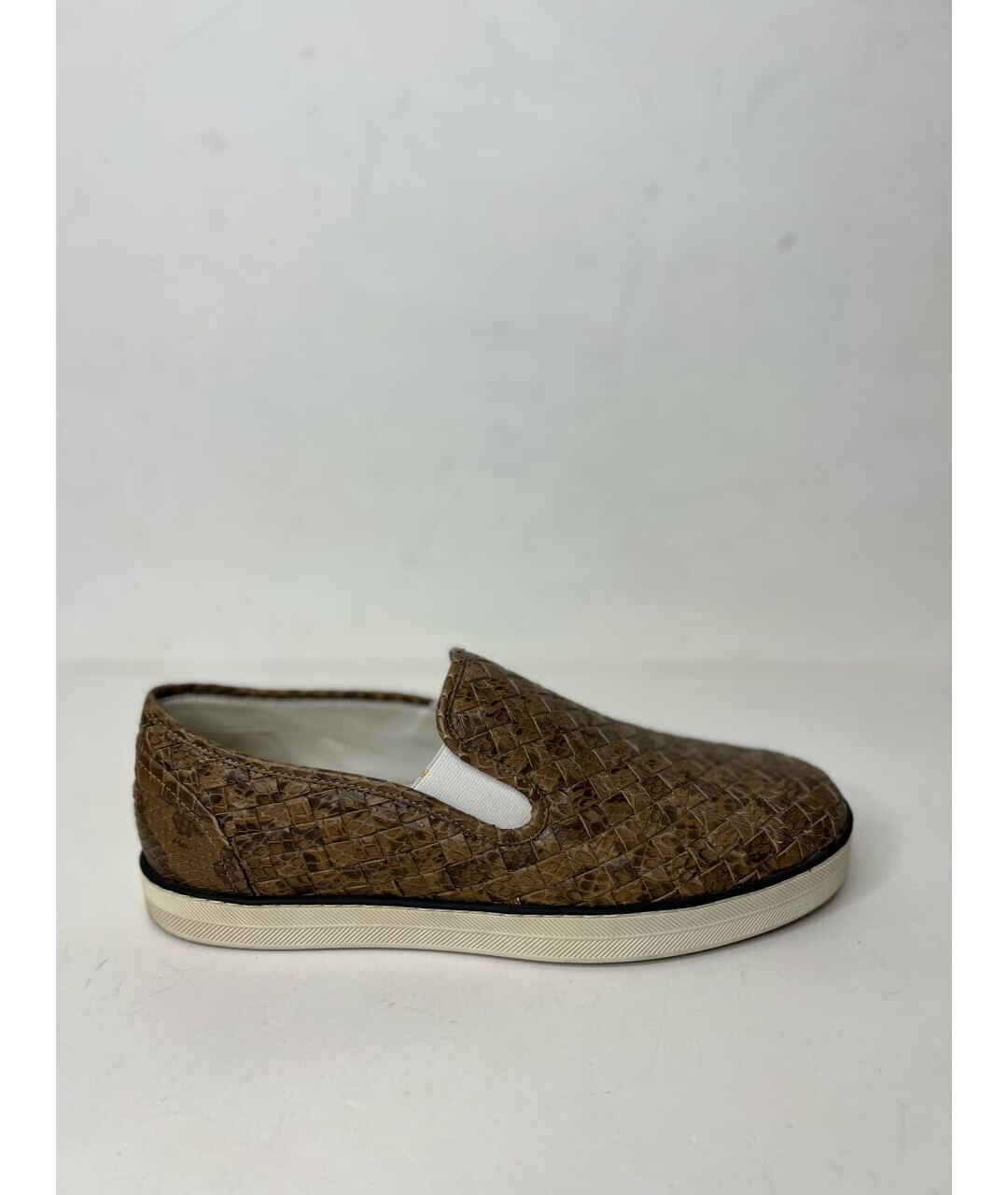 BOTTEGA VENETA Коричневые кожаные слипоны, фото 4