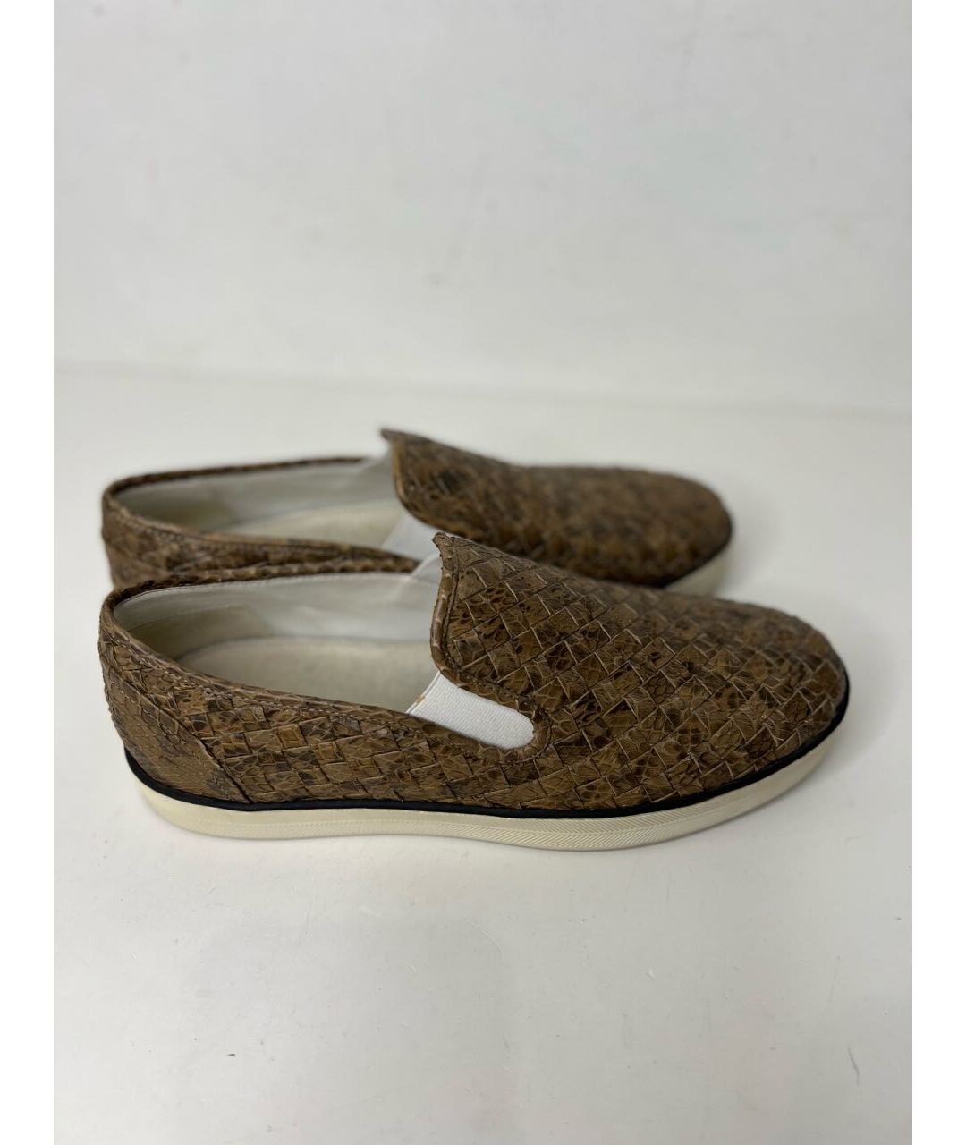 BOTTEGA VENETA Коричневые кожаные слипоны, фото 6
