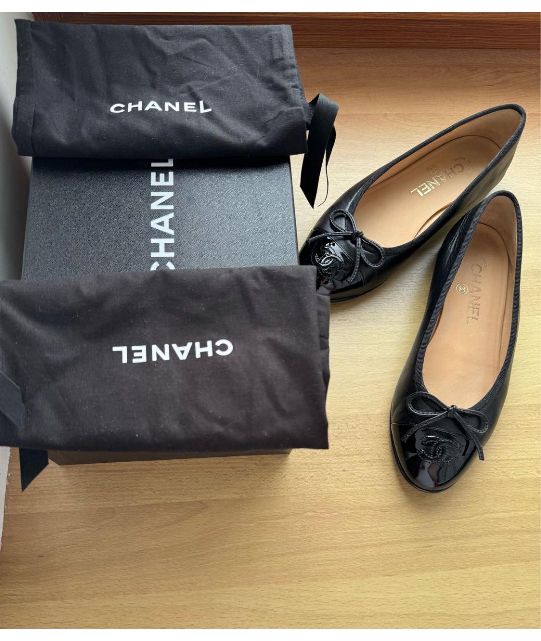 CHANEL Черные кожаные балетки, фото 6