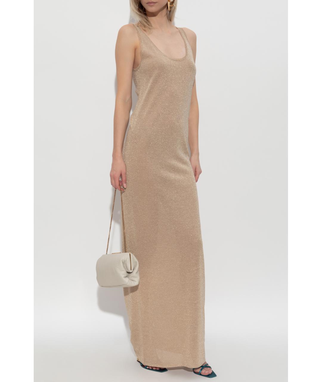 SAINT LAURENT Бежевое вискозное коктейльное платье, фото 2