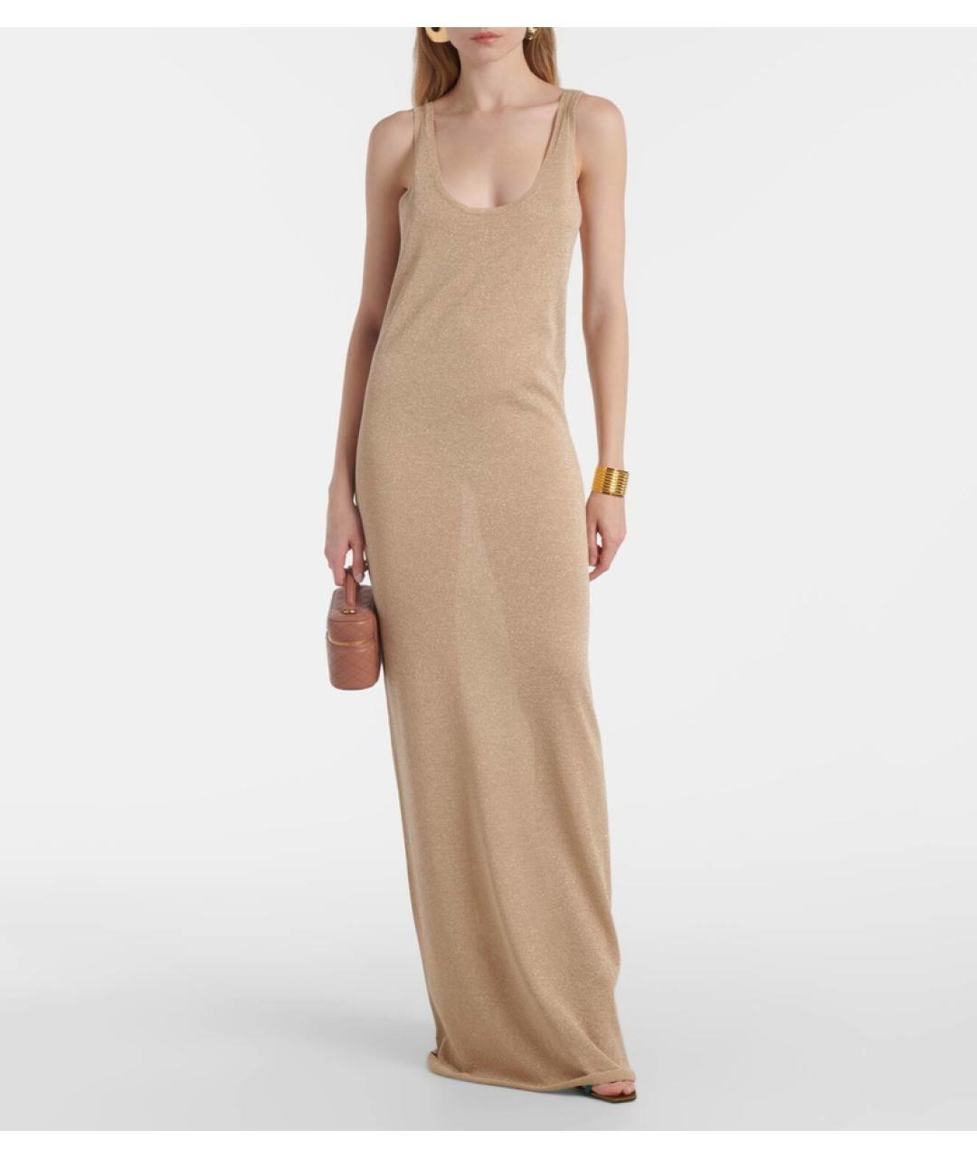 SAINT LAURENT Бежевое вискозное коктейльное платье, фото 5