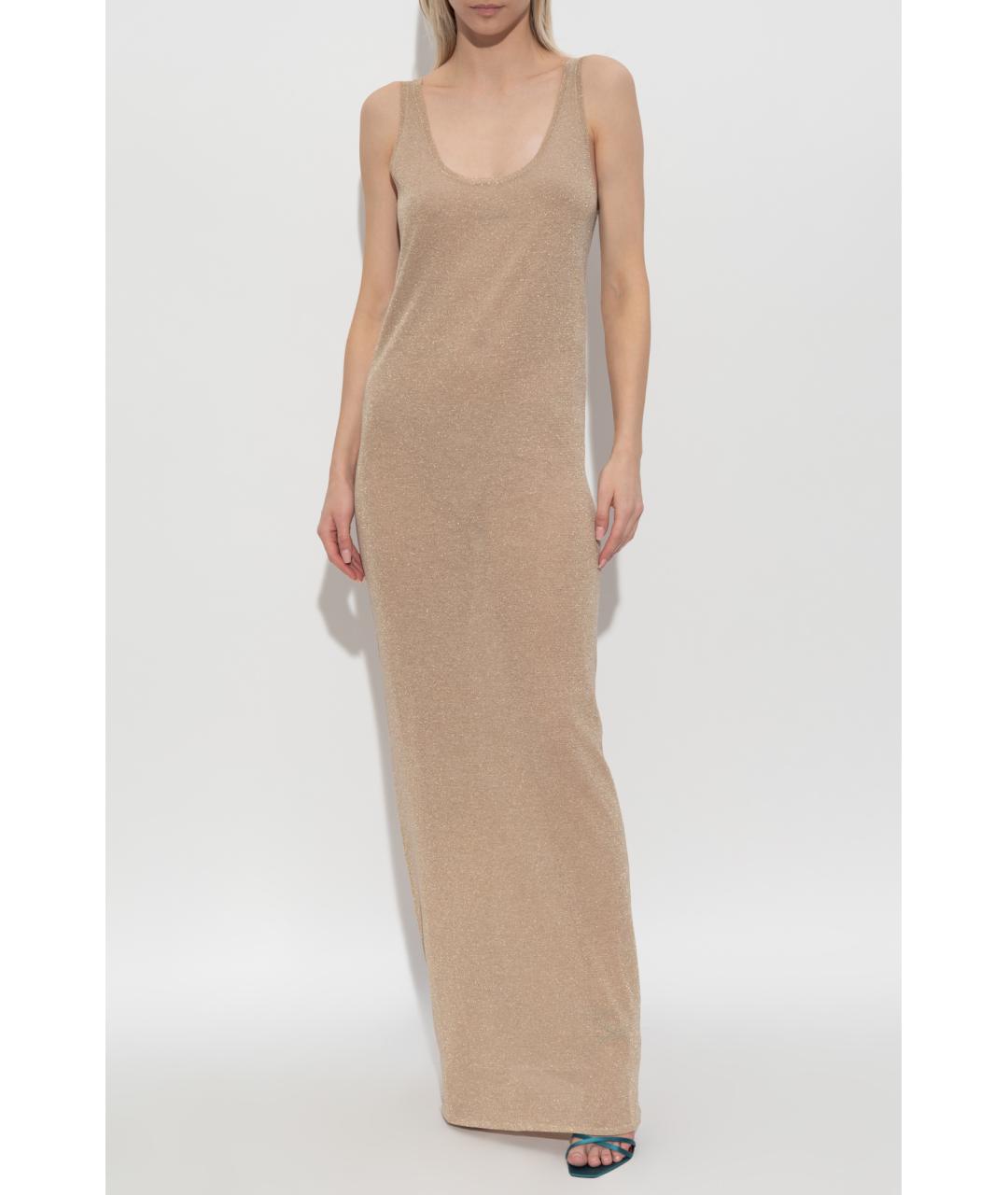SAINT LAURENT Бежевое вискозное коктейльное платье, фото 3