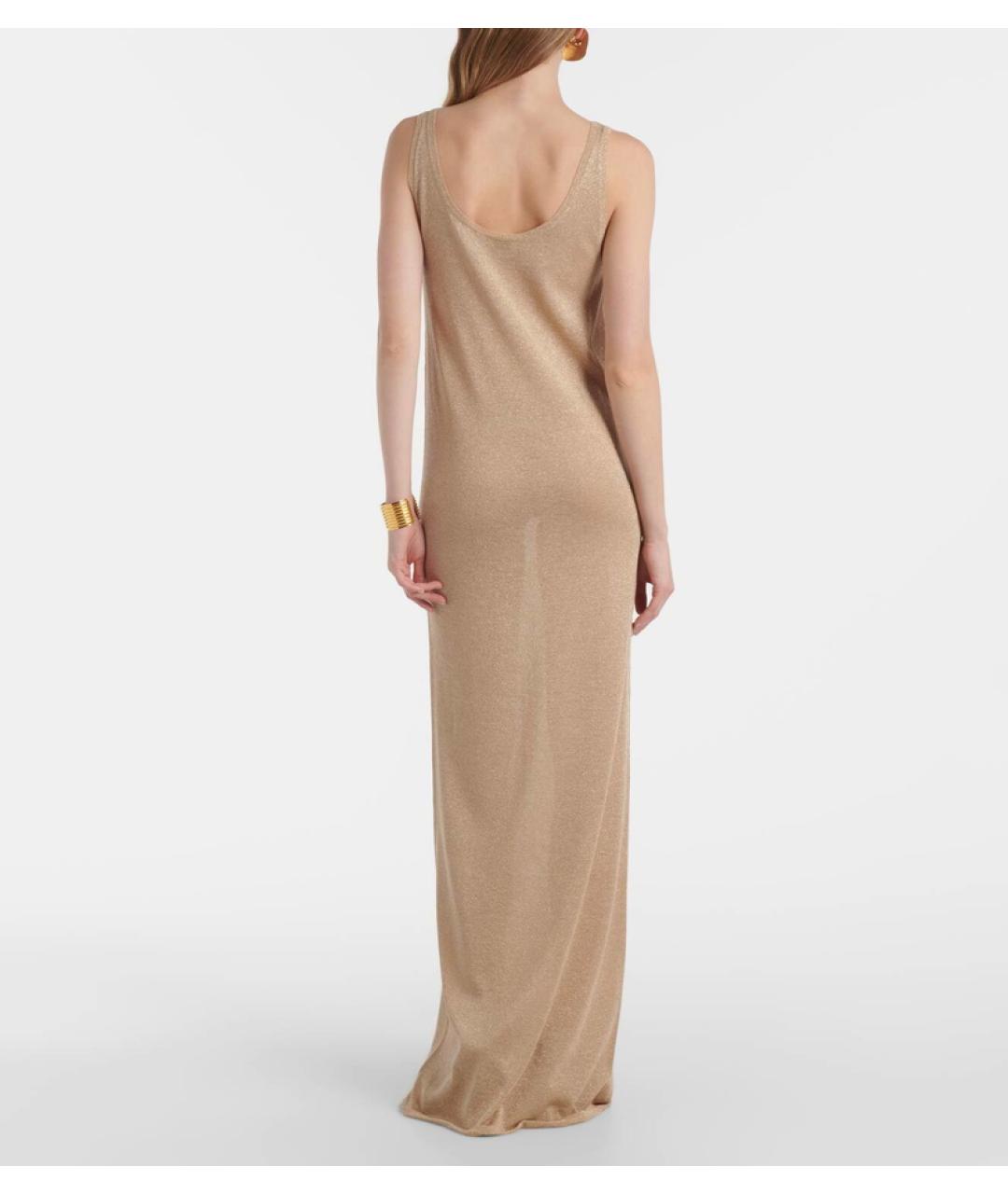 SAINT LAURENT Бежевое вискозное коктейльное платье, фото 6