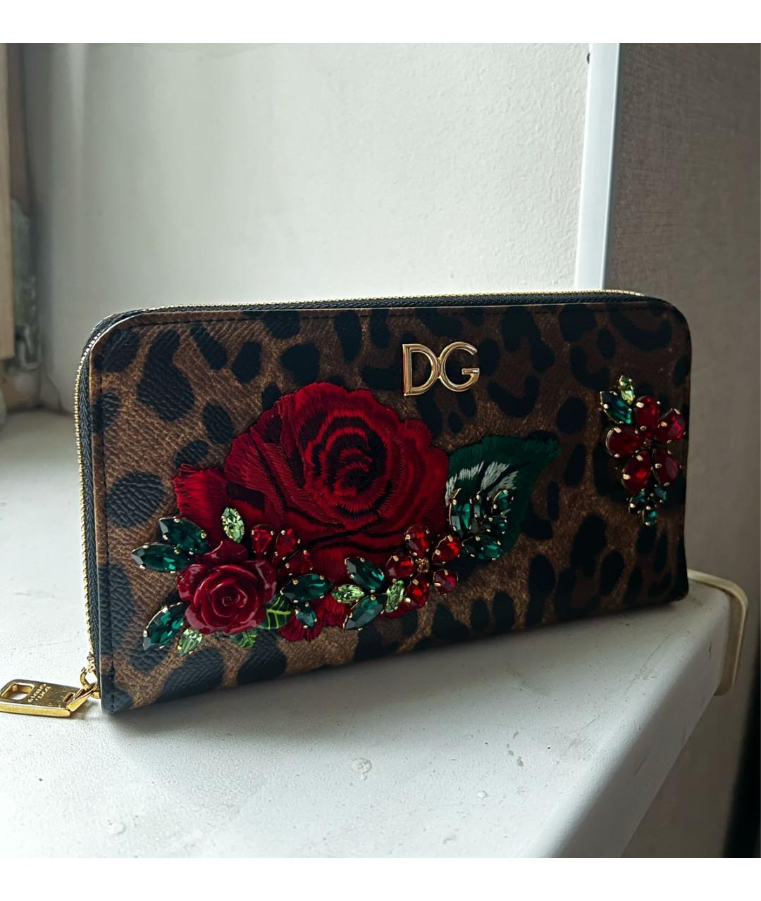 DOLCE&GABBANA Коричневый кожаный кошелек, фото 2