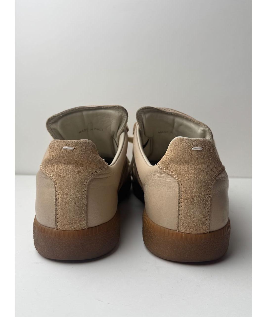 MAISON MARGIELA Бежевые кожаные кеды, фото 4