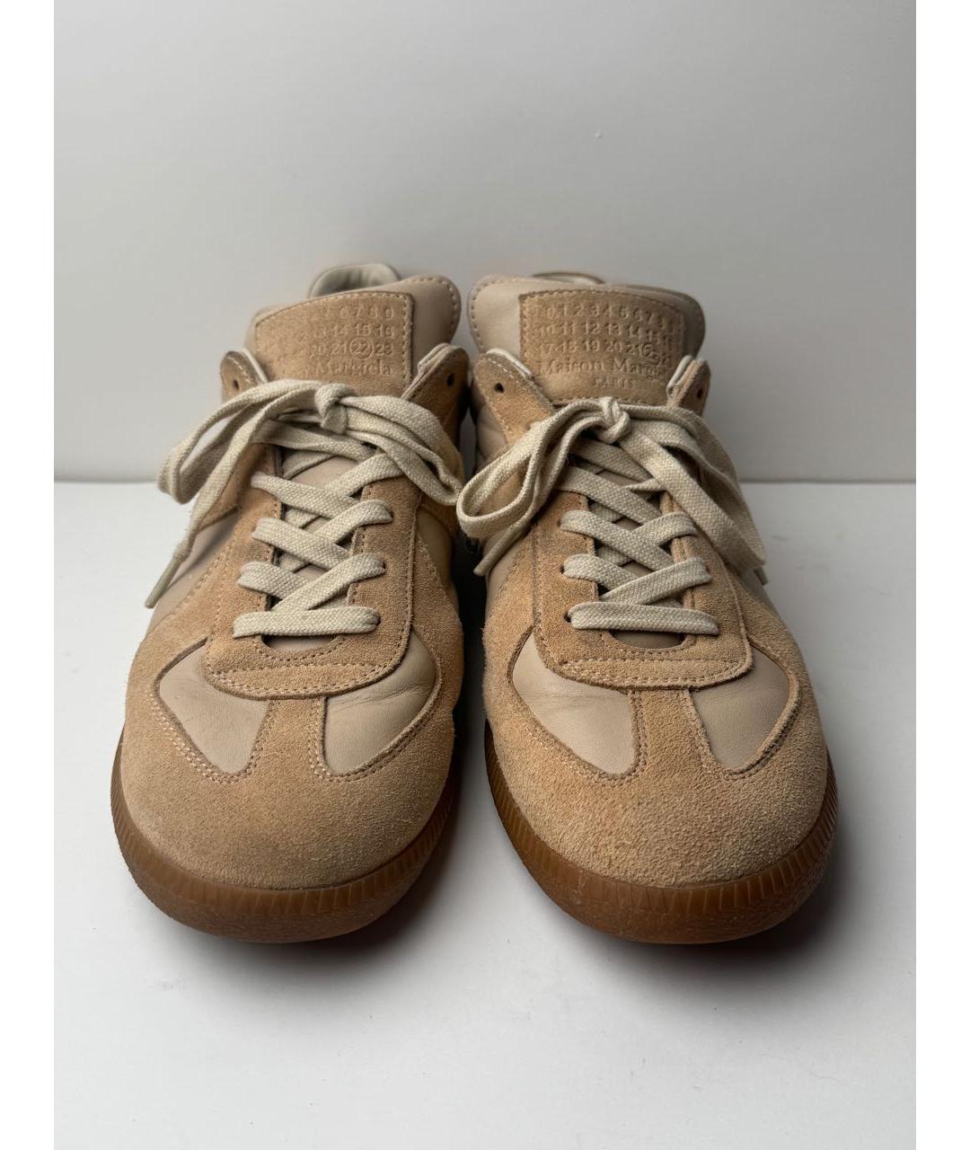 MAISON MARGIELA Бежевые кожаные кеды, фото 2