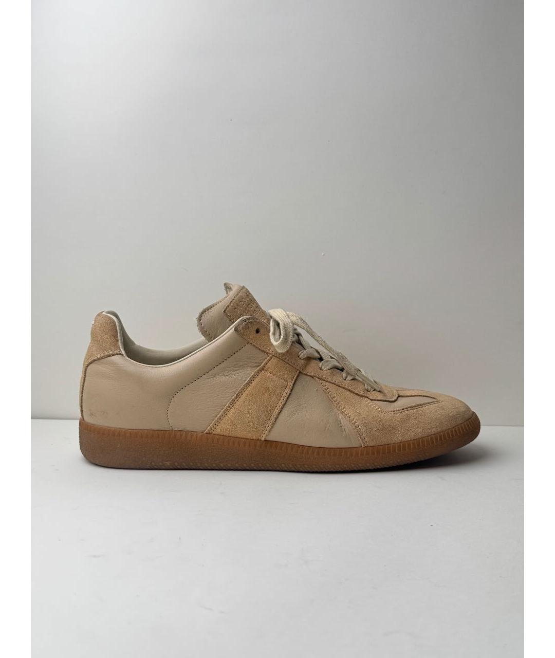 MAISON MARGIELA Бежевые кожаные кеды, фото 9