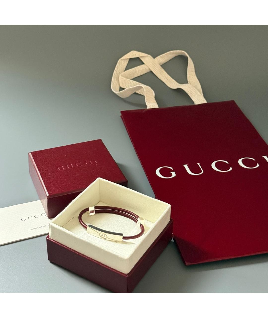 GUCCI Бордовый серебряный браслет, фото 5