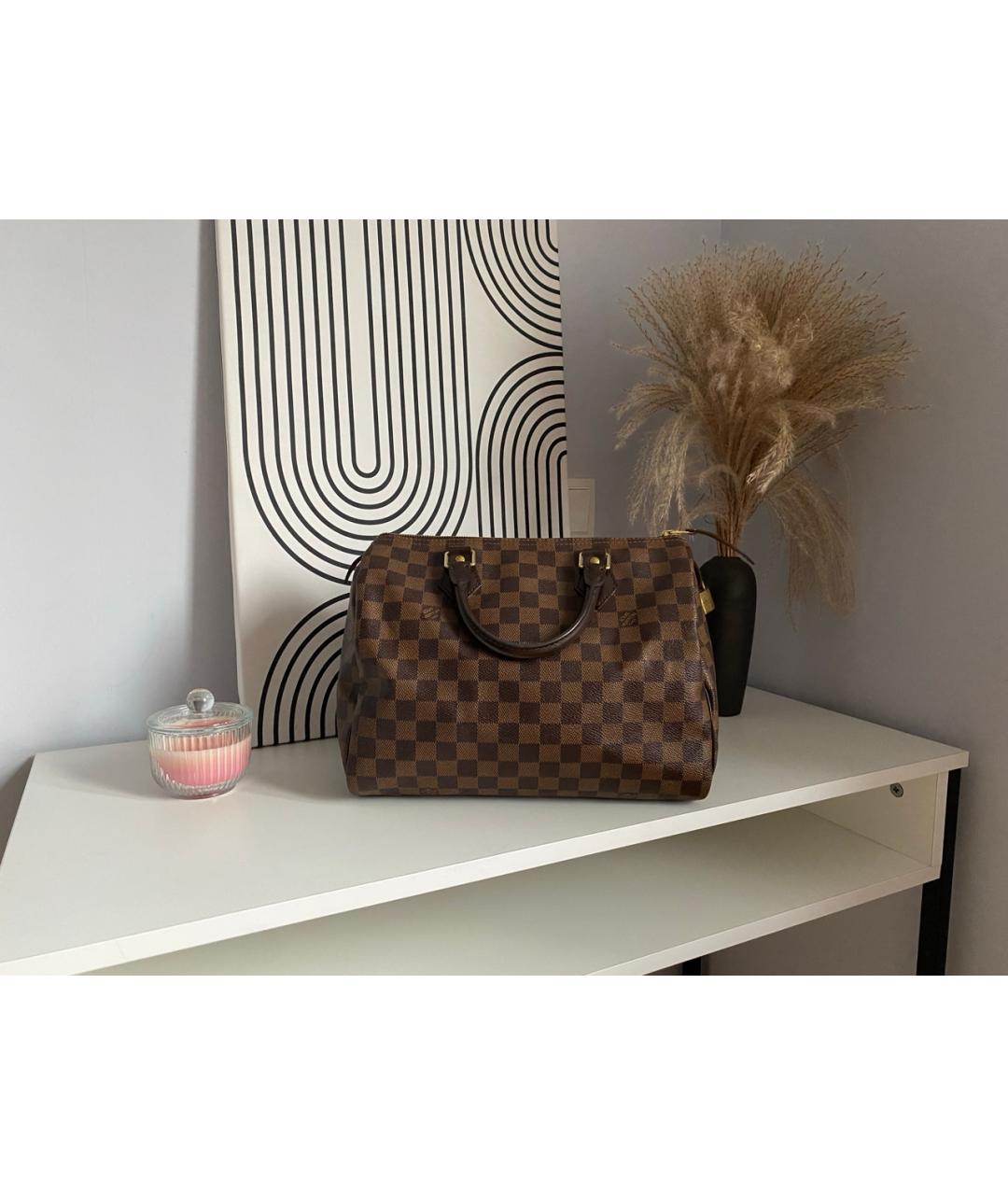 LOUIS VUITTON Коричневая канва сумка с короткими ручками, фото 7