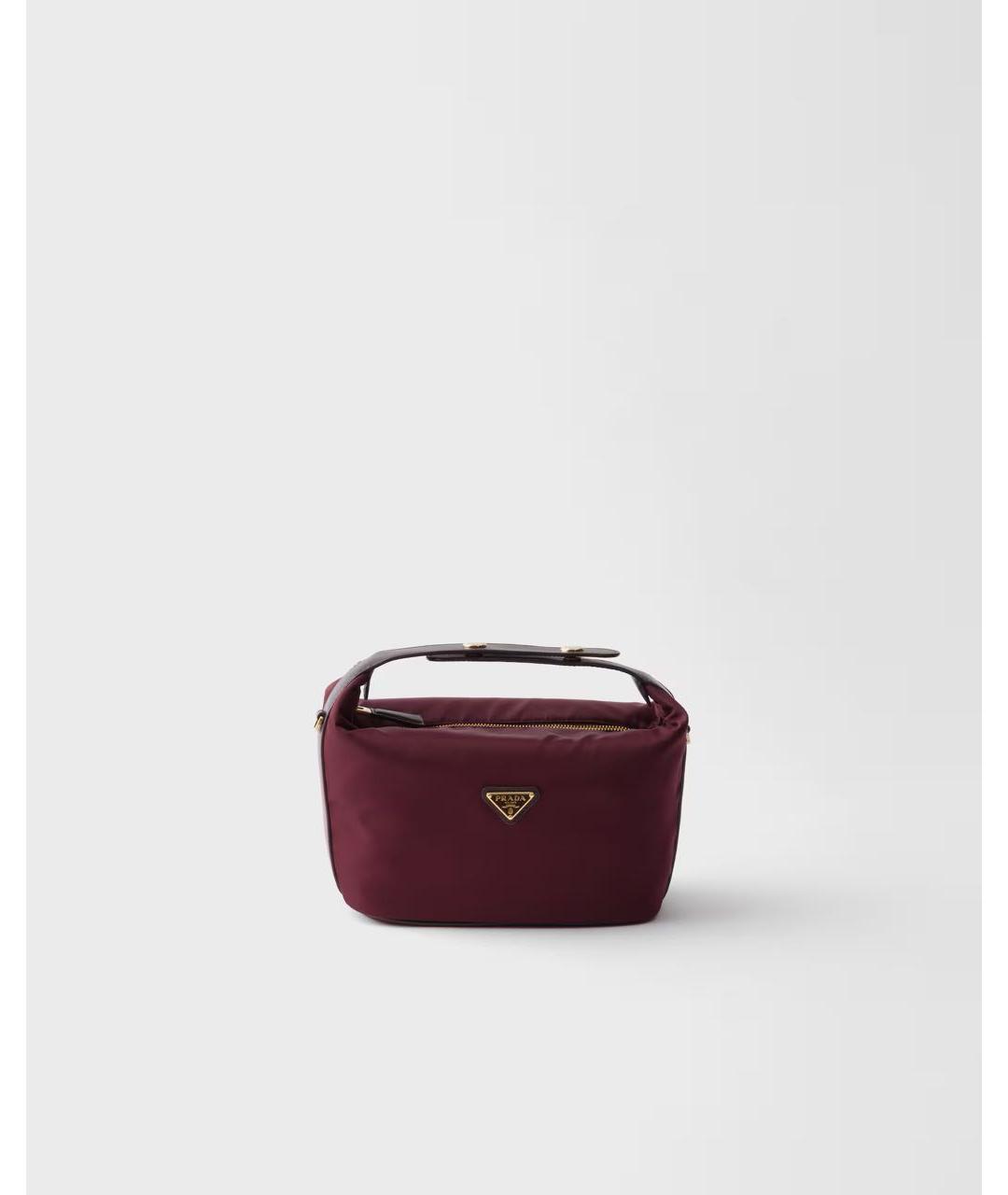 PRADA Бордовая нейлоновая сумка с короткими ручками, фото 7