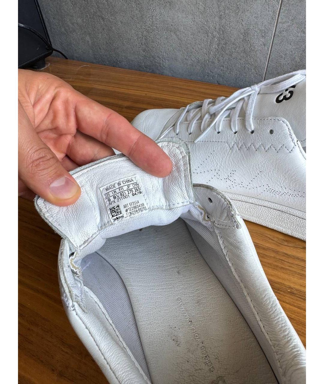 Y-3 Белые кожаные низкие кроссовки / кеды, фото 2