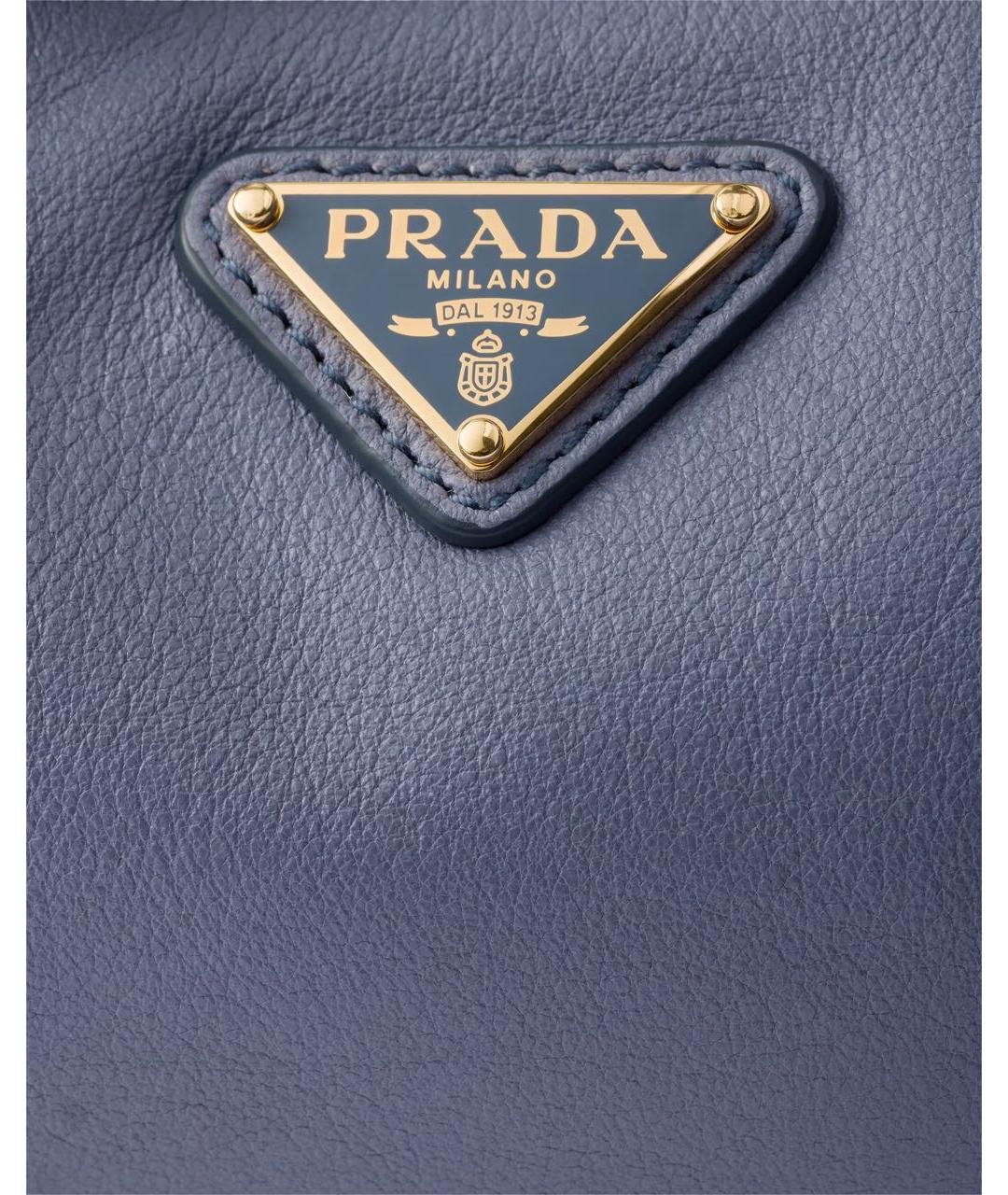 PRADA Голубая кожаная сумка с короткими ручками, фото 6