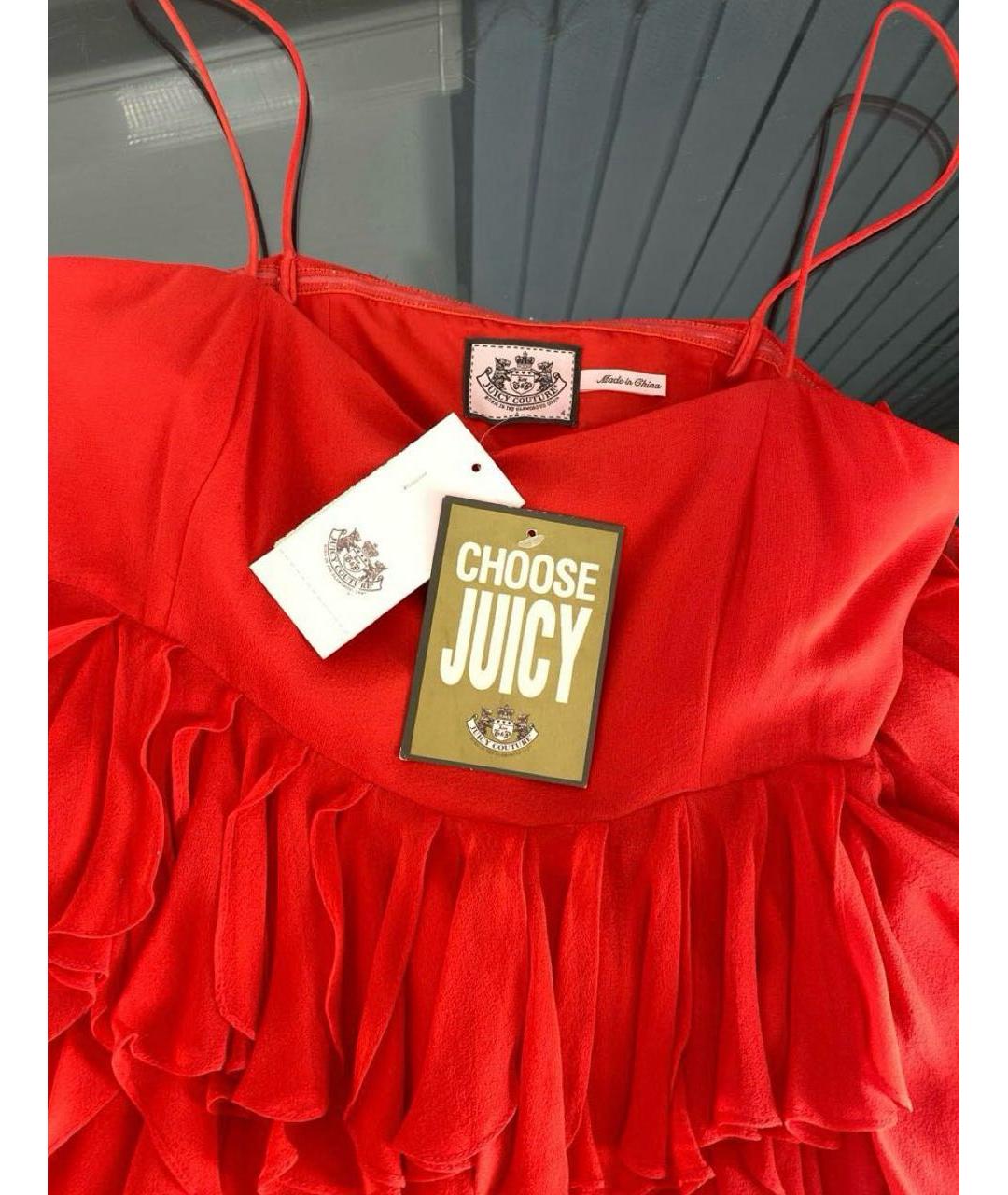 JUICY COUTURE Красное шелковое коктейльное платье, фото 3