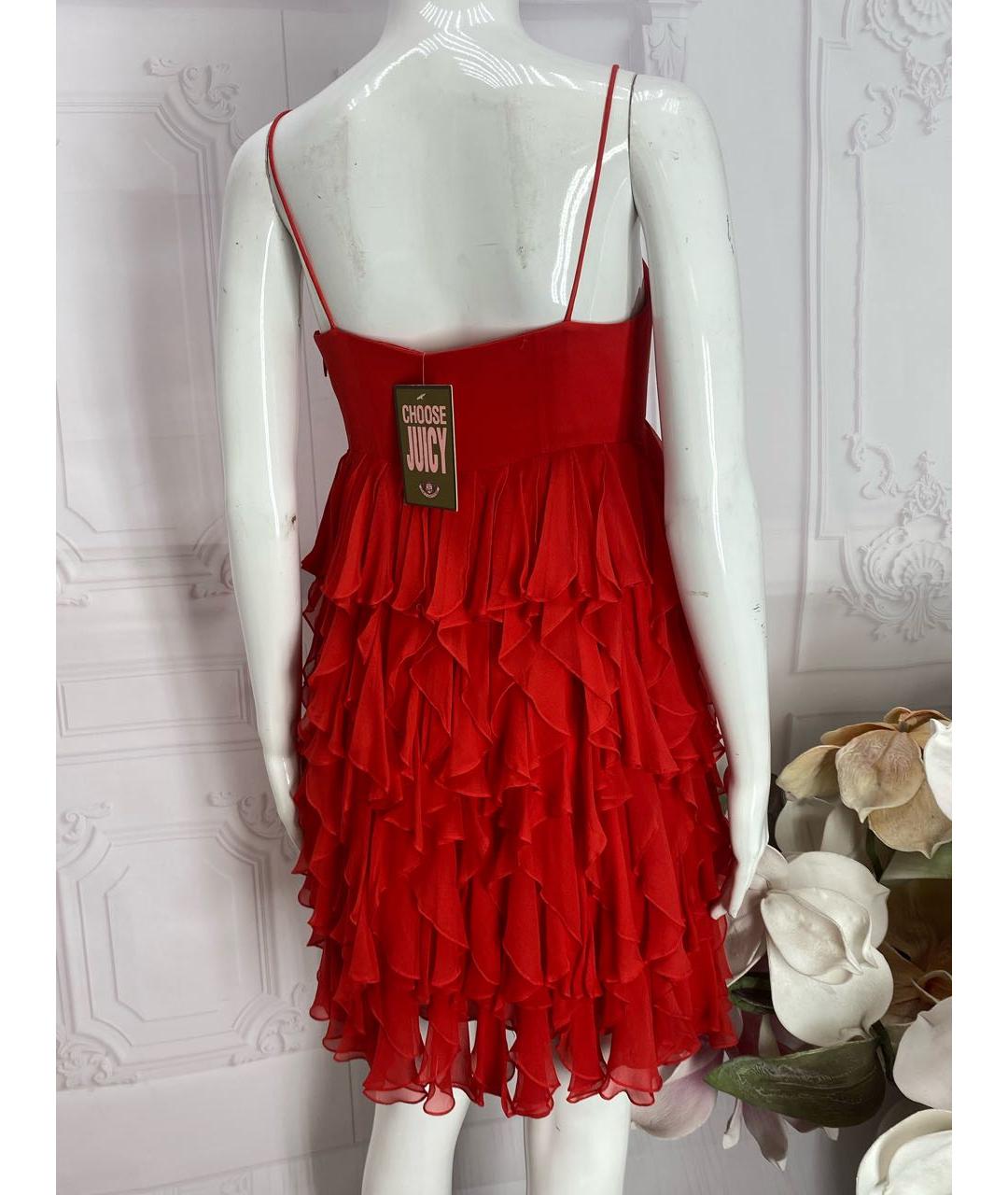 JUICY COUTURE Красное шелковое коктейльное платье, фото 2