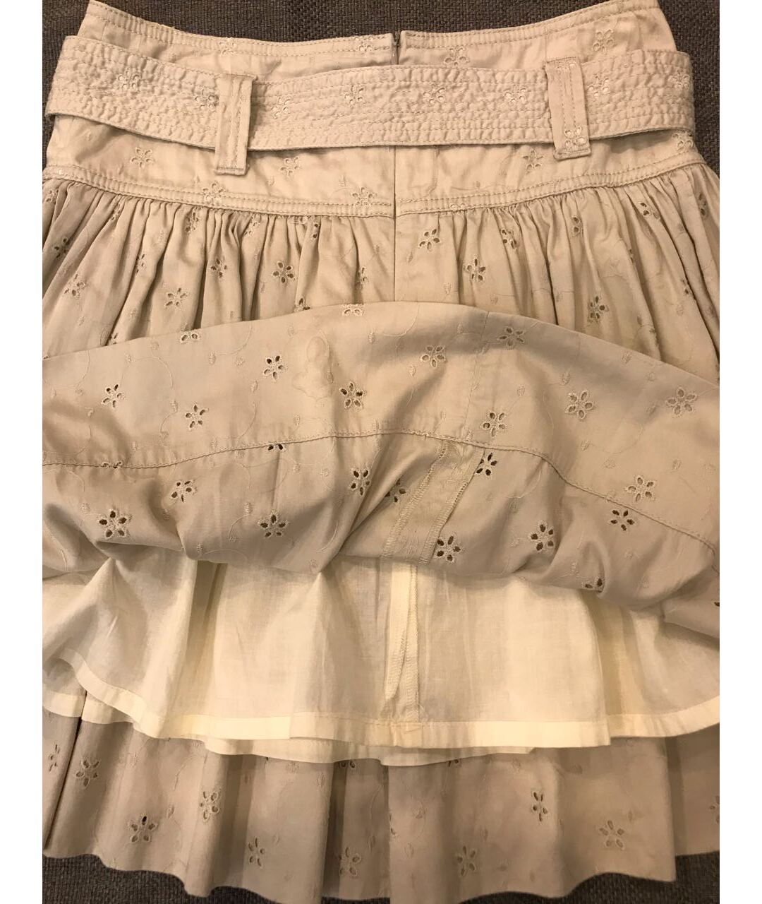 BURBERRY Бежевая хлопковая юбка мини, фото 3