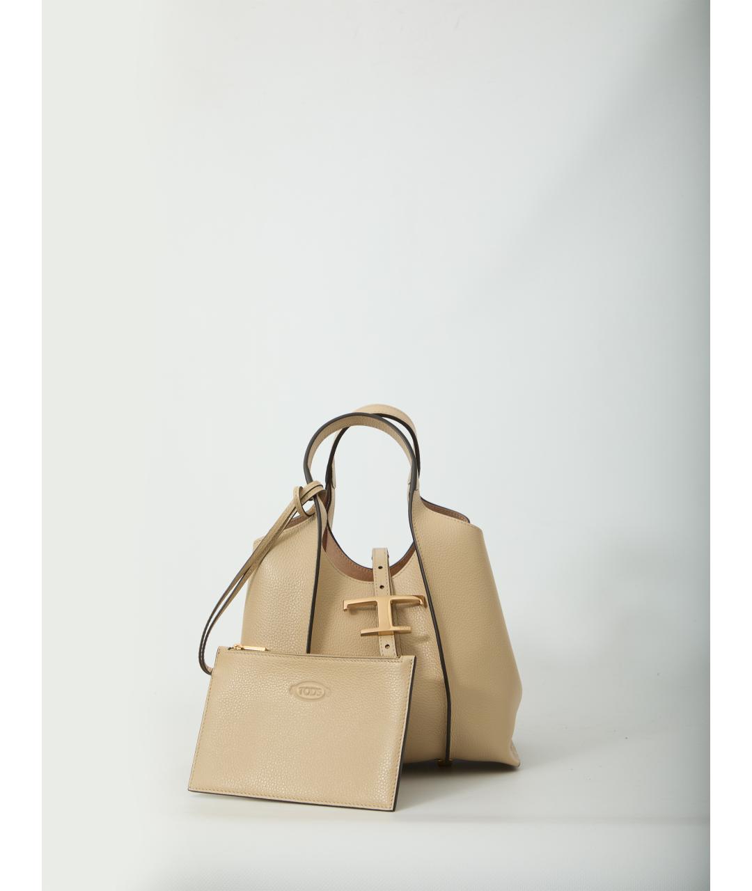 TOD'S Бежевая кожаная сумка через плечо, фото 4