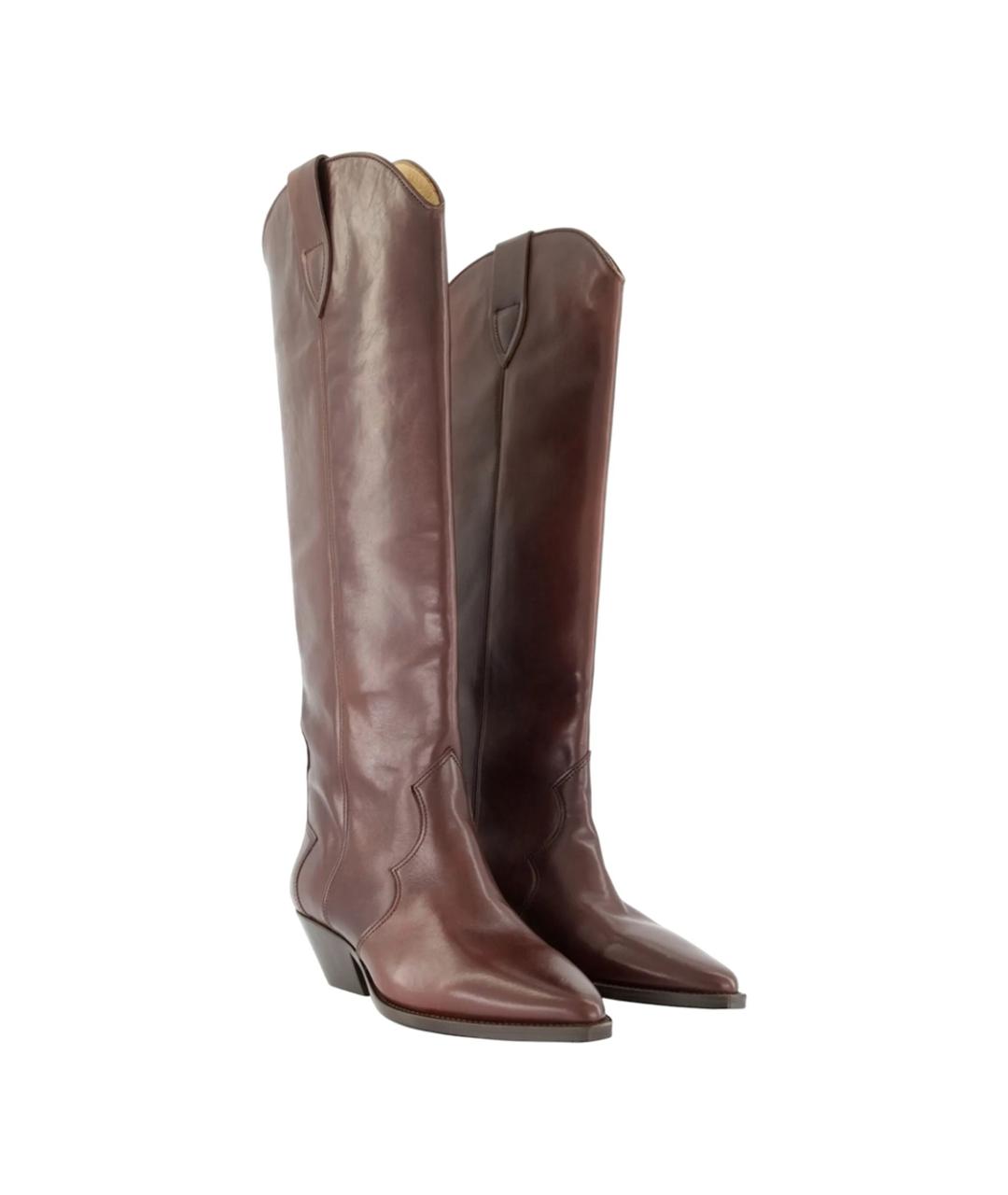 ISABEL MARANT Бордовые кожаные сапоги, фото 2
