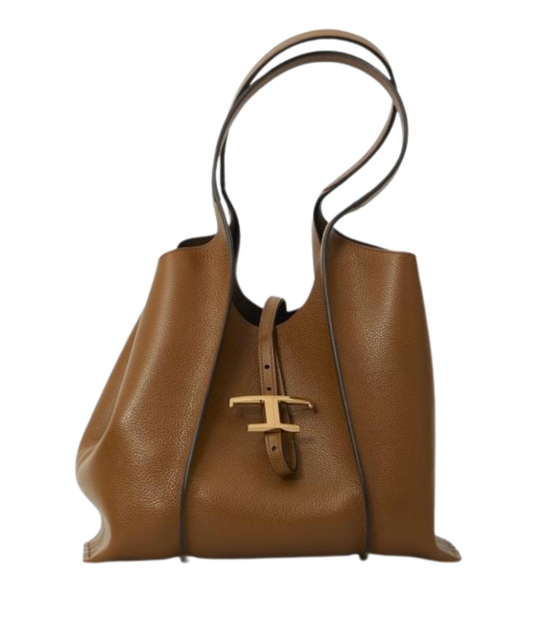 TOD'S Коричневая кожаная сумка тоут, фото 1
