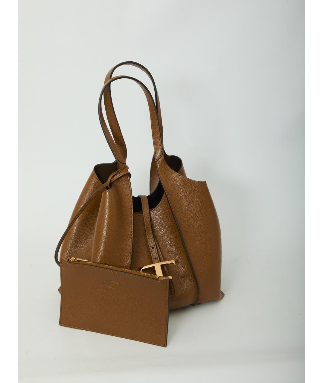 TOD'S Коричневая кожаная сумка тоут, фото 4