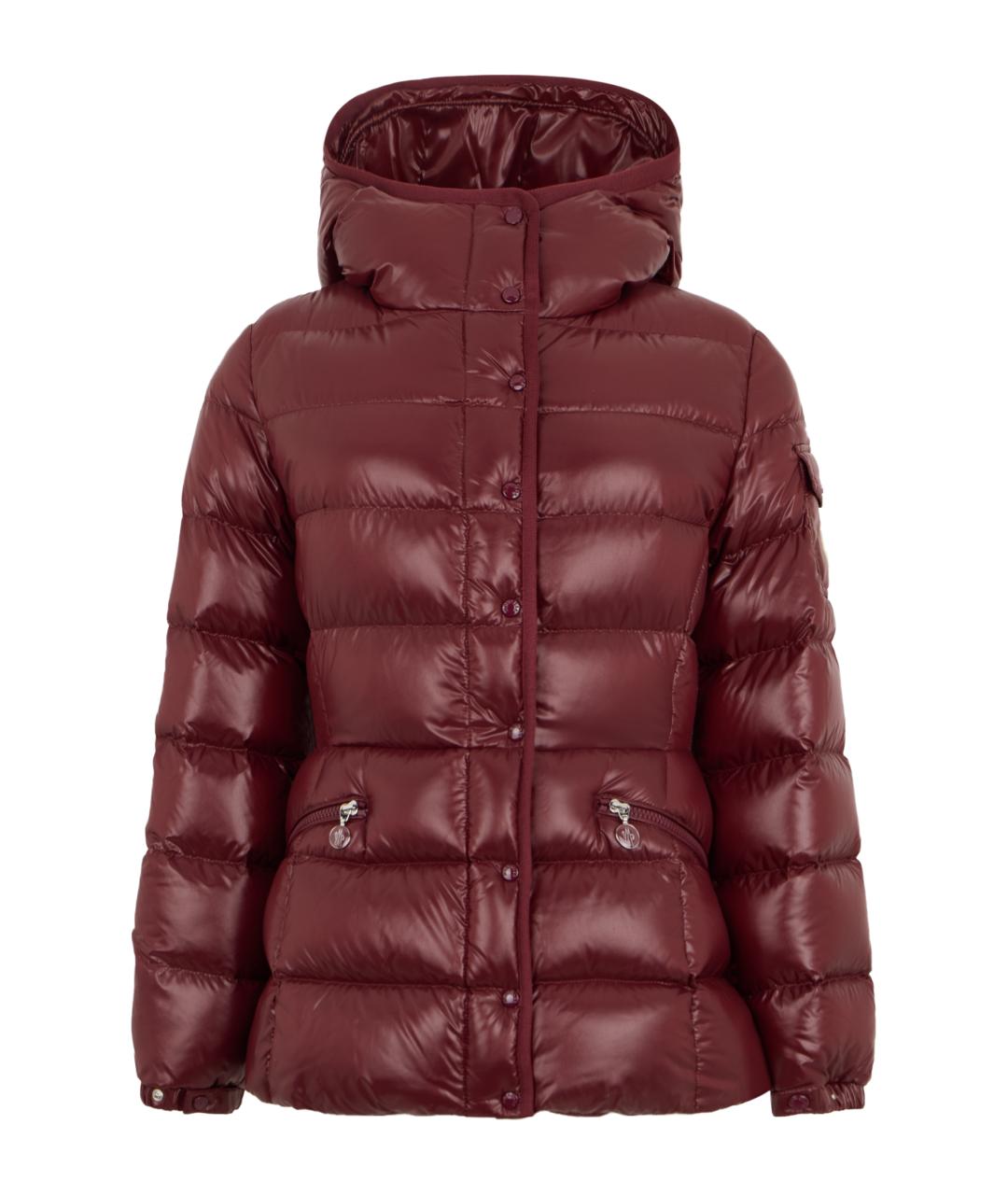 MONCLER Бордовый полиамидовый пуховик, фото 1