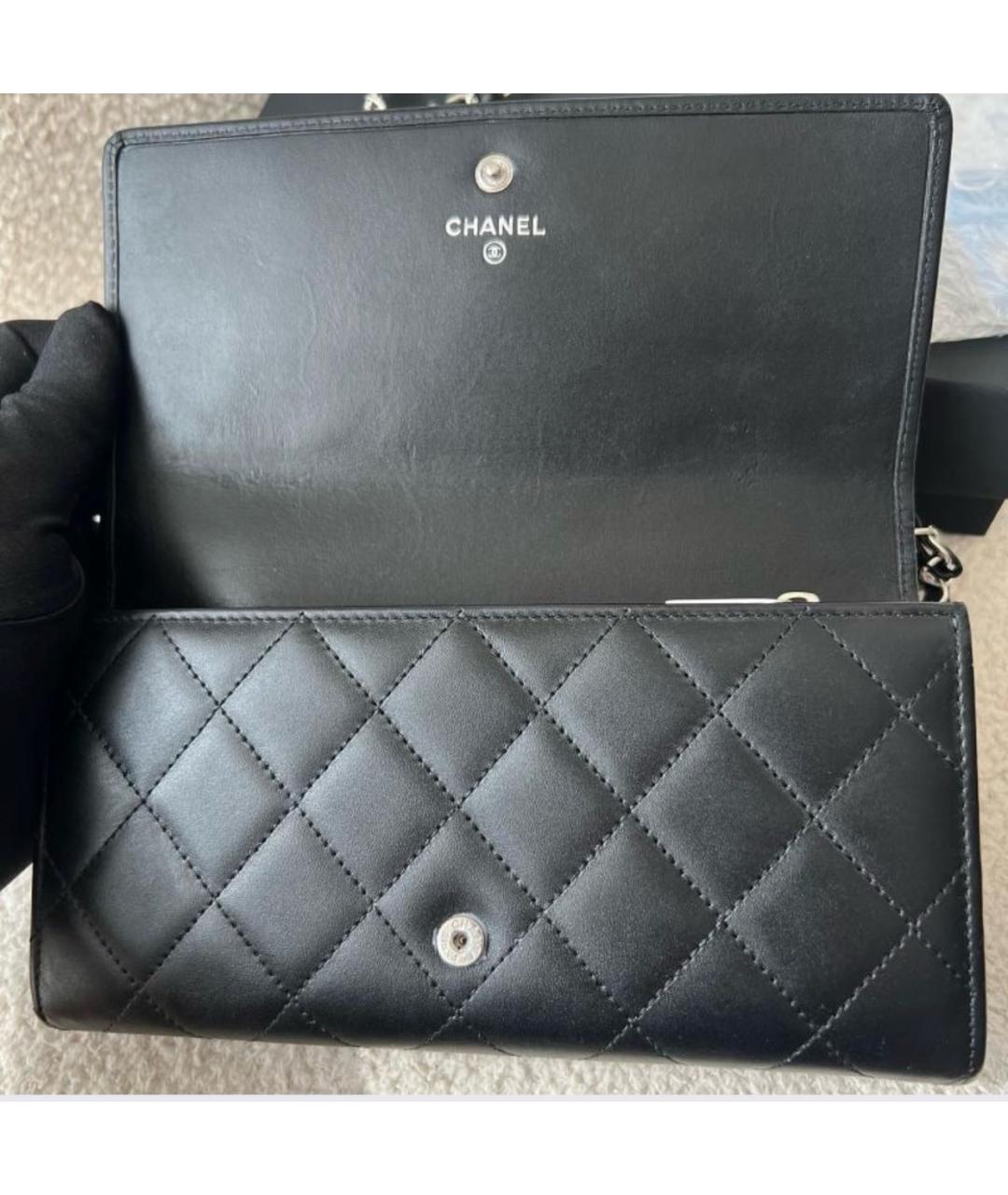 CHANEL Черный кожаный кошелек, фото 2