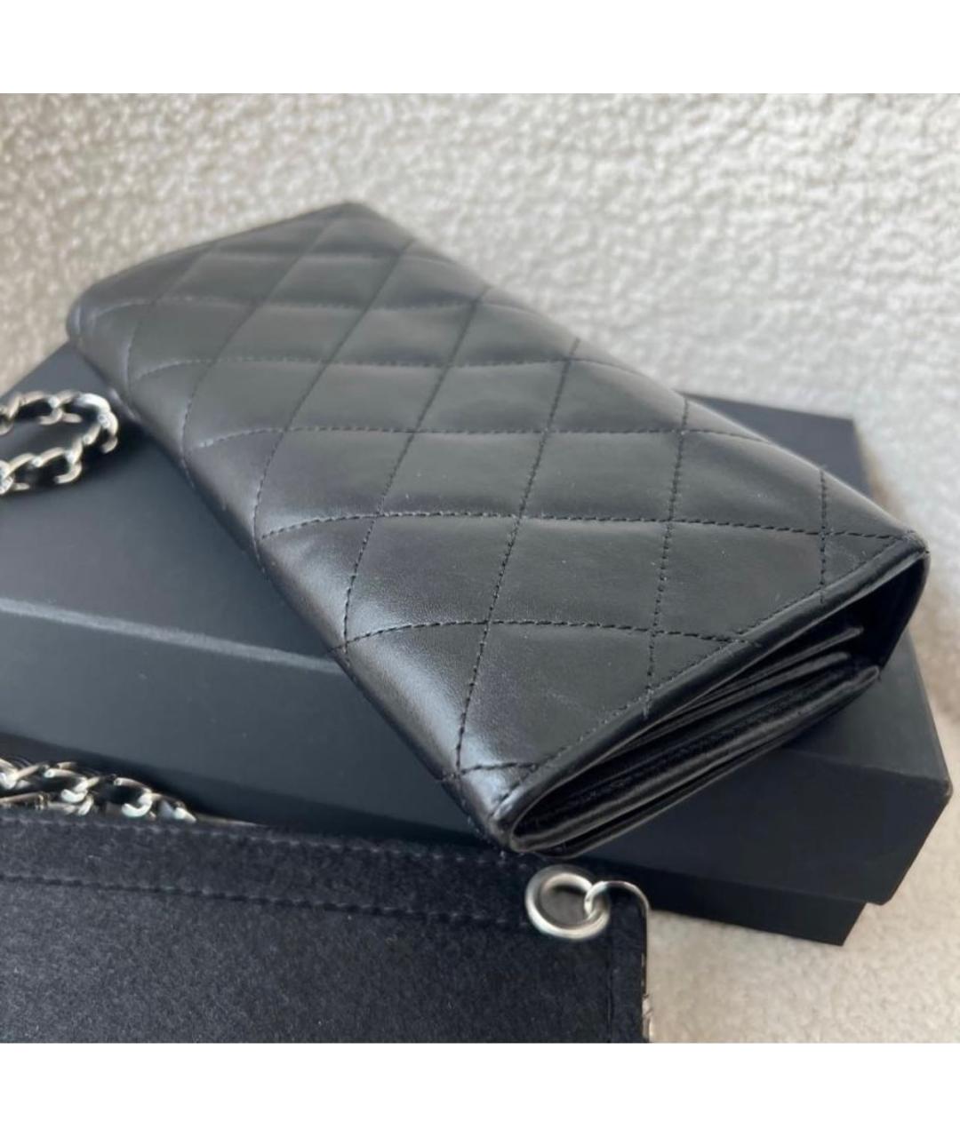 CHANEL Черный кожаный кошелек, фото 3